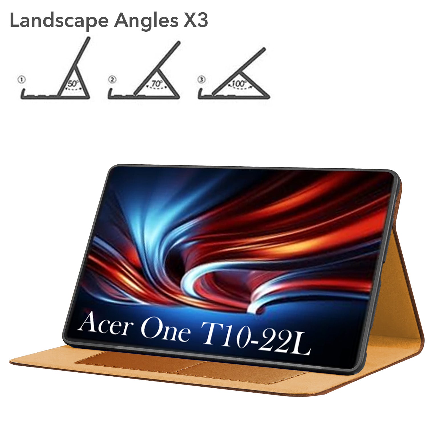 For Acer One T10-22L 10.36 Inch Flip Cover Folio Cover (PU Leather | Multi-Angle Smart Stand | Card Storage Slots | Silicone Back Pouch)