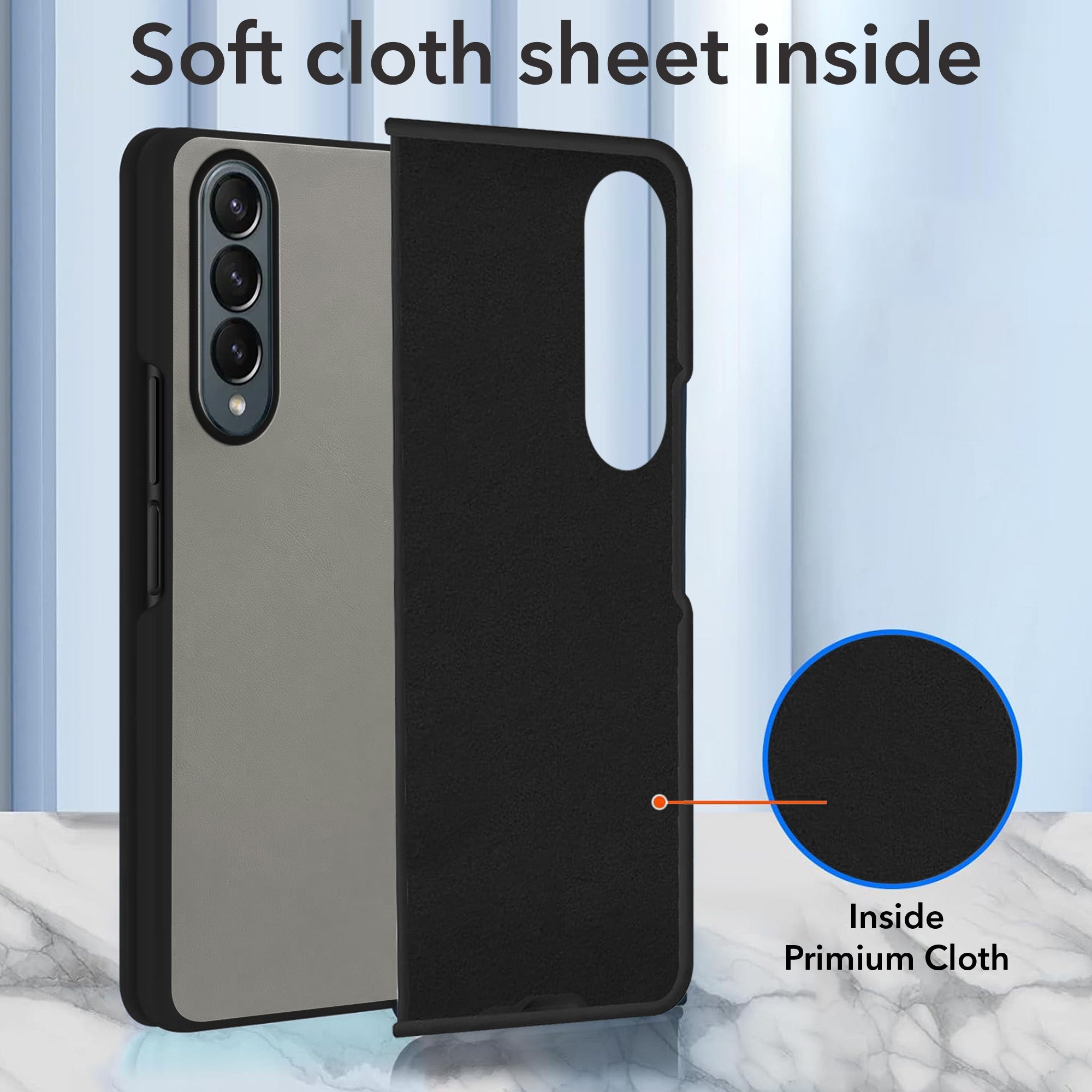 For Samsung Galaxy Z Fold 4 5G Premium Cover Case (Soft Leather Touch | Interior Protective Cloth | Slim 360* Protection)