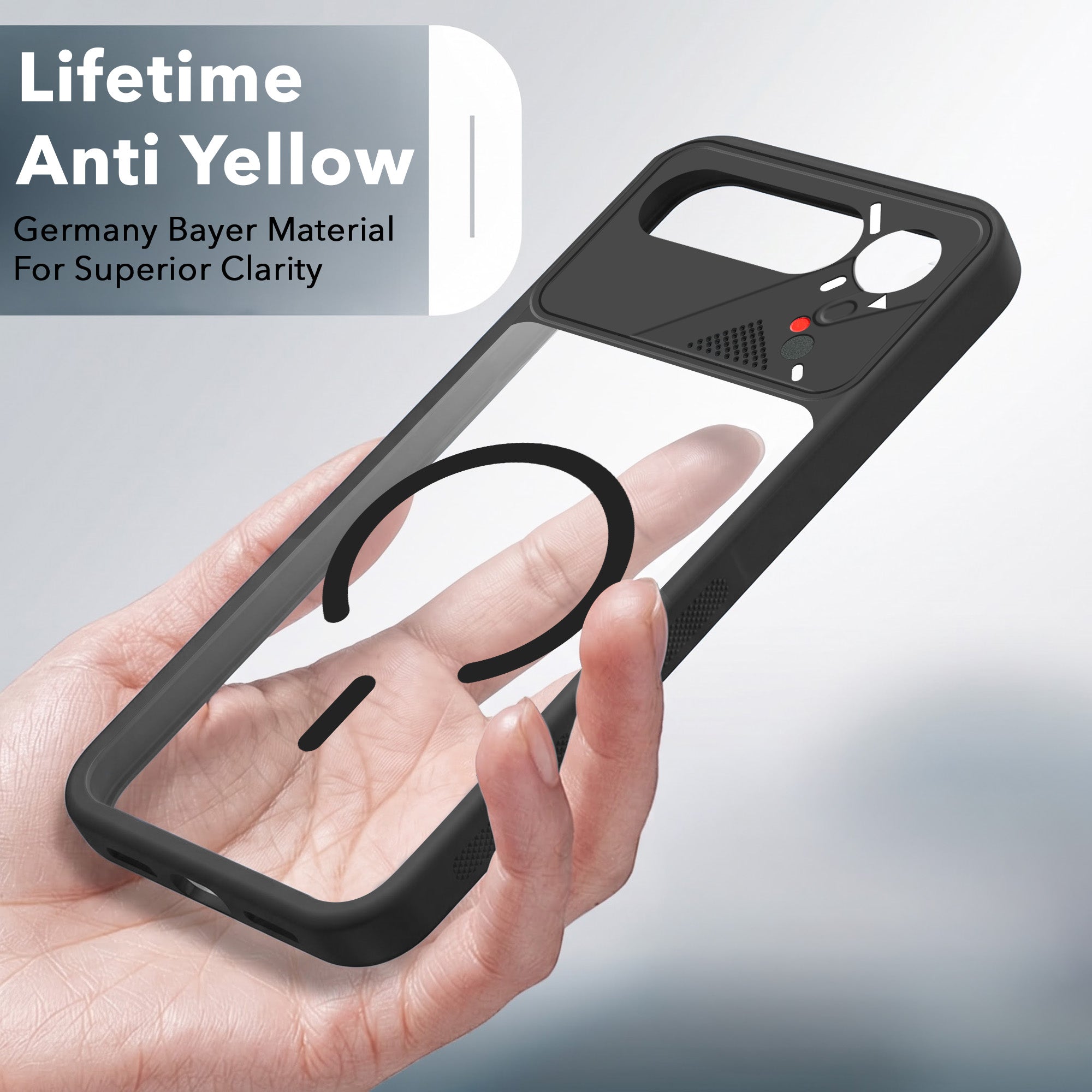 For Realme 16 Back Cover Case Lifetime Anti-Yellow Clear (Camera Protection | Side Grip | Wireless MagSafe Compatible)