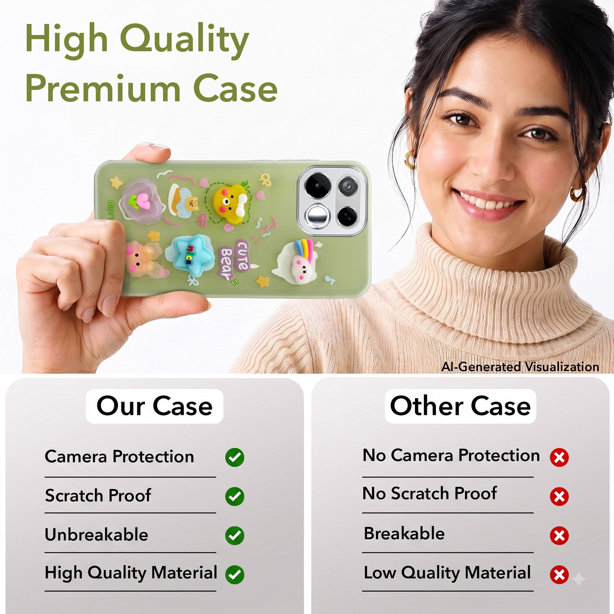 For Realme 16T 5G Back Cover Case (3D Cute Cartoons | Hard Back Side Soft | Matte Premium Finish | HD Printing)