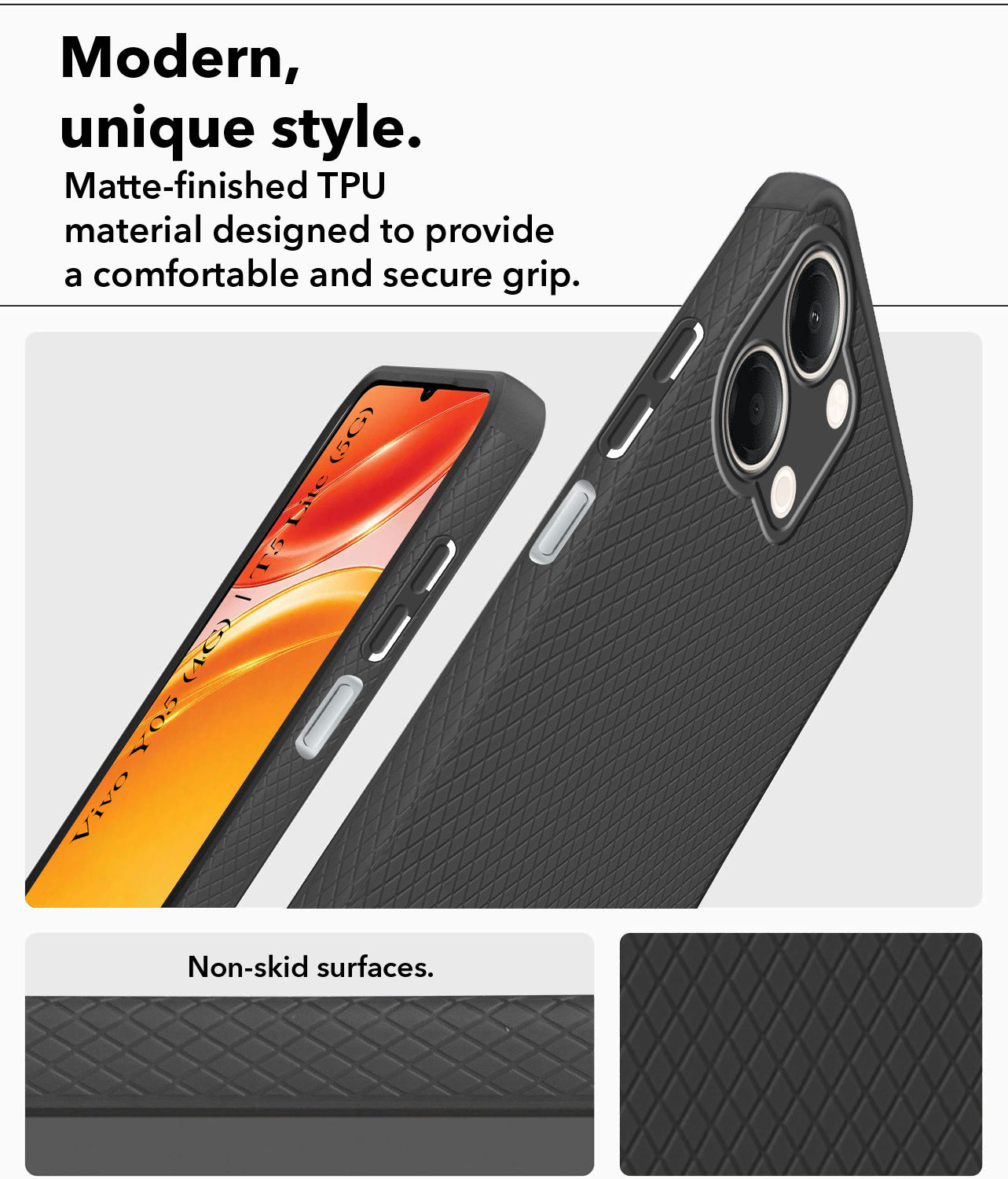 For Vivo Y05 (4G) | Vivo T5 Lite (5G) Back Cover Case Liquid Silicone (Camera Protection | Side Grip Texture | Soft and Flexible)