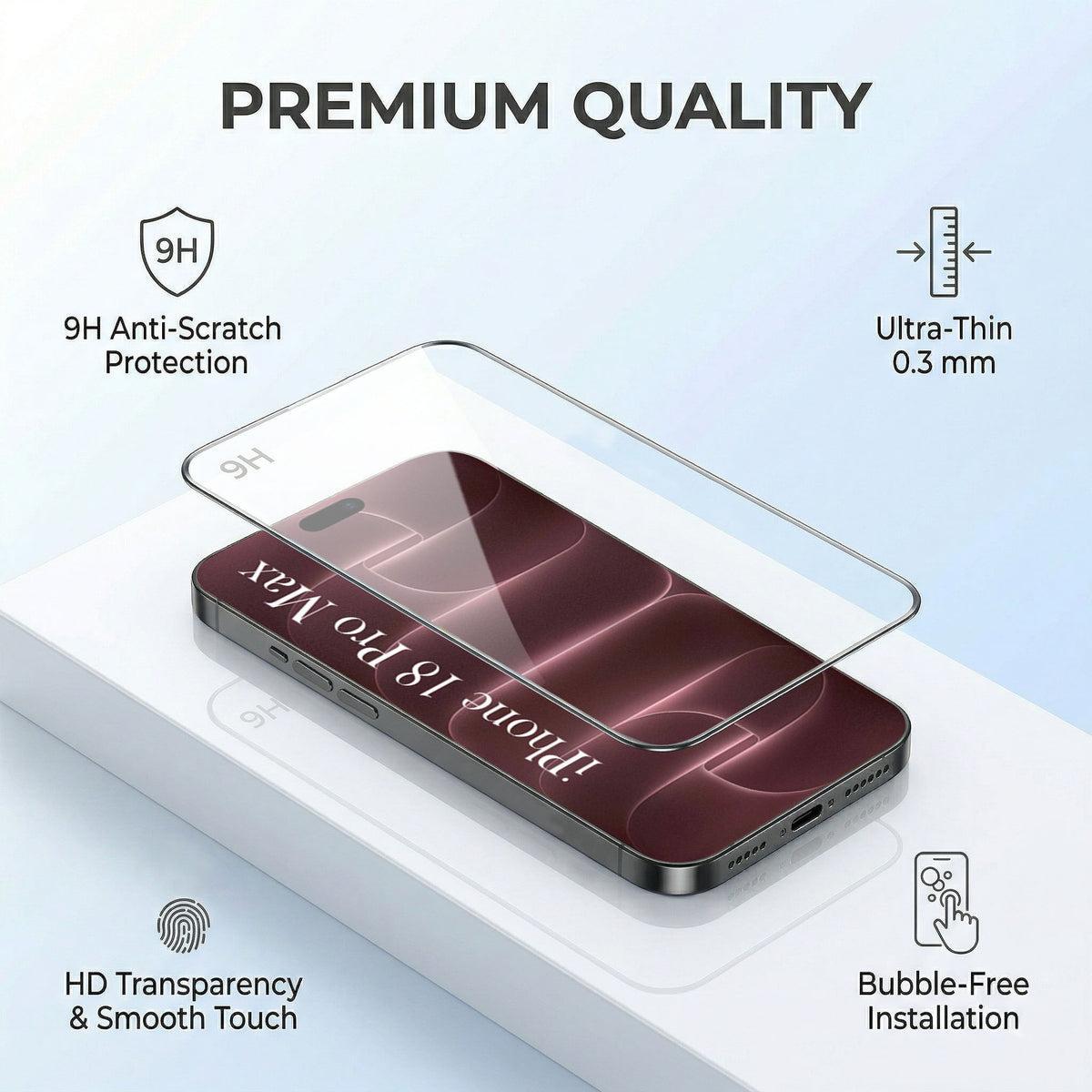For Apple iPhone 18 Pro Max Combo with Back Cover and 9H Tempered Glass (Liquid Silicone | Camera Protection | Oleophobic Coating Screen Glass)