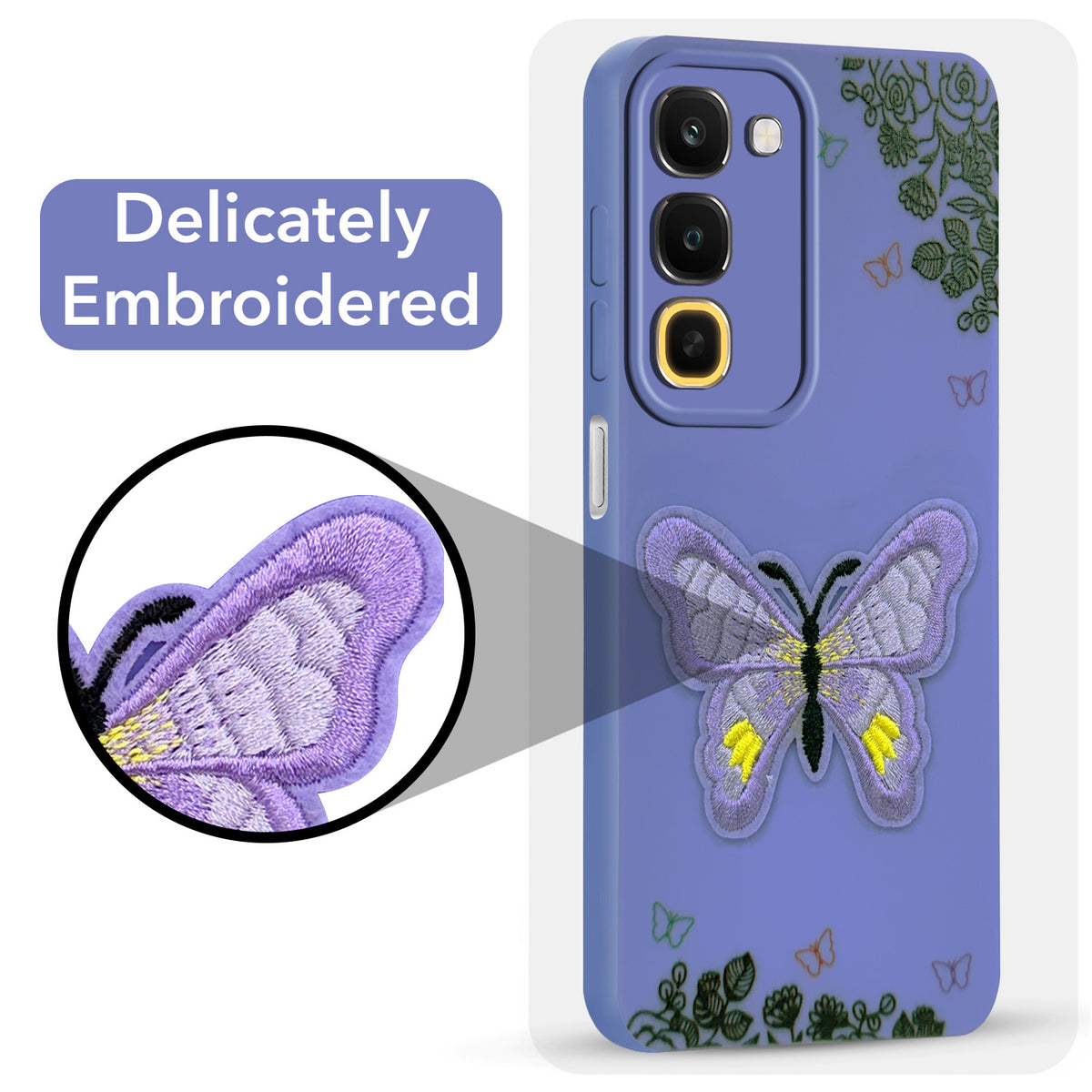 For Realme 16x 5G Back Cover Case (Soft Butterfly Embroidery | Women Teen Girls | Camera Protection| Matte Silicone)