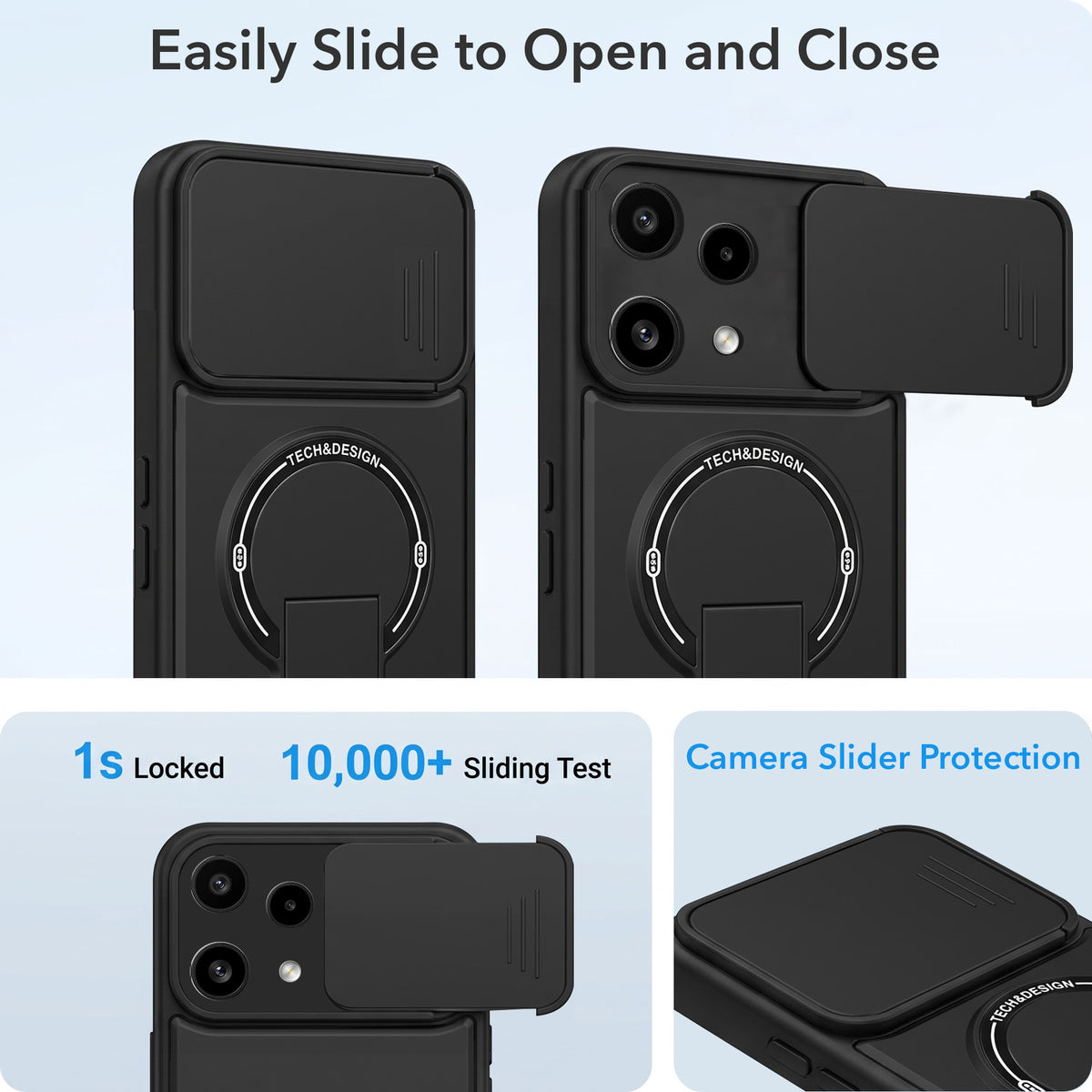 For Nothing Phone 3A Lite Back Case Cover Metallic (Hybrid Armor Kickstand | Sliding Shutter Camera Protection | MagSafe Compatible)