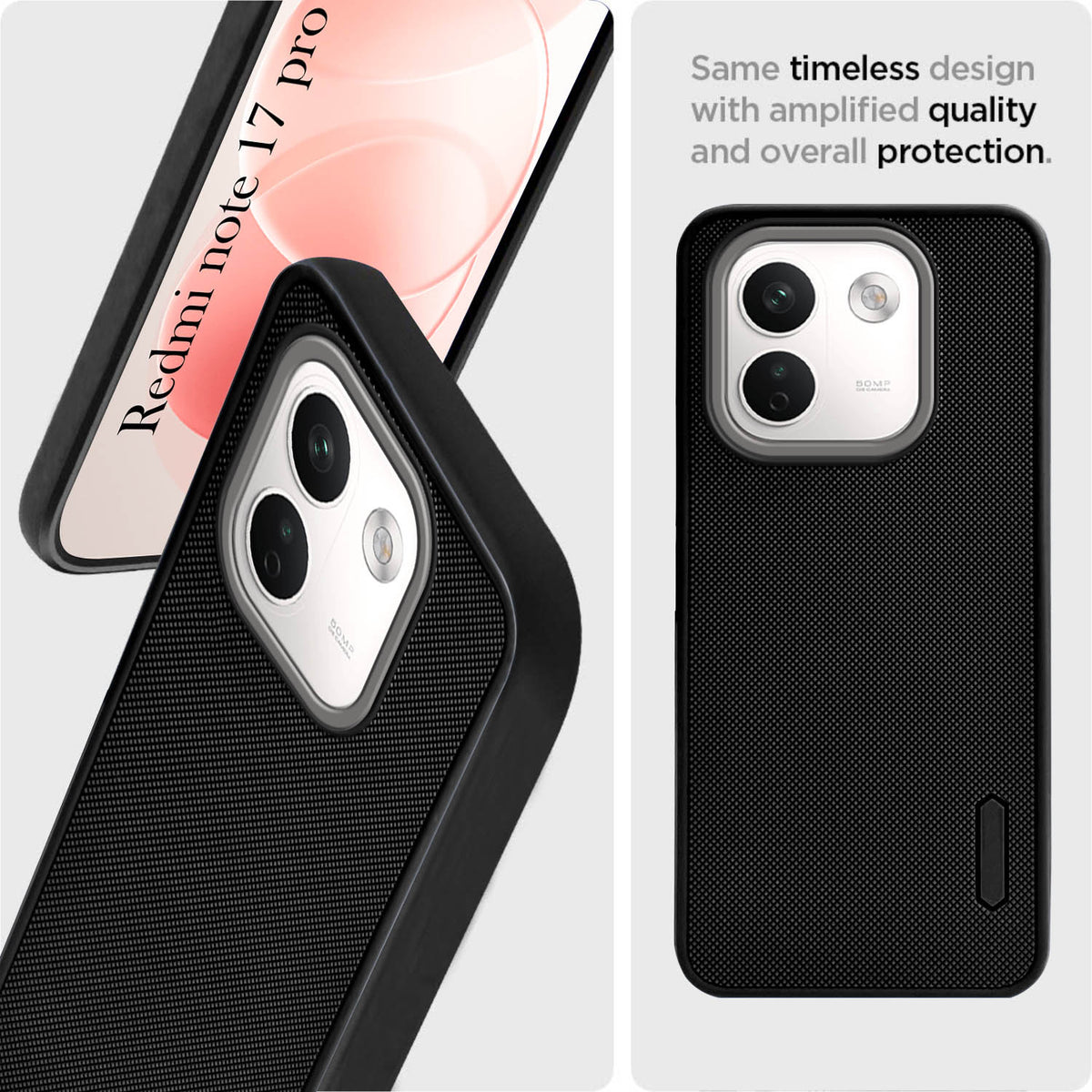 For Redmi Note 17 Pro Max 5G Back Cover Case Rubberised (Textured Grip Design| Micro-Fiber Cloth Inside | Slim and Light Weight | Soft Touch and Feel)