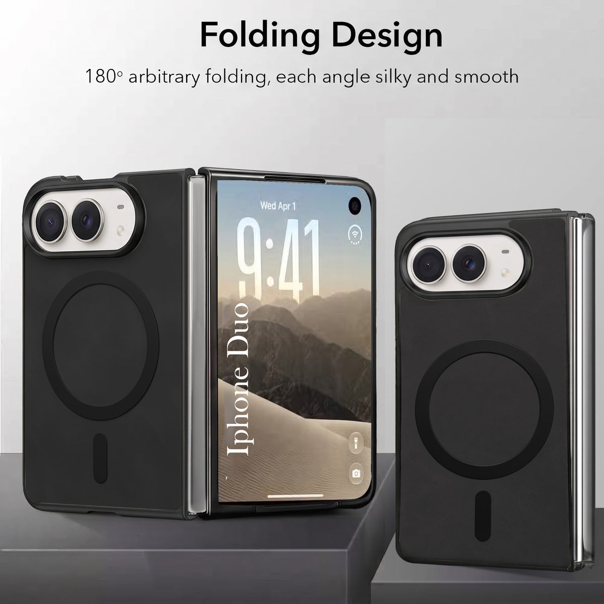 For Apple iPhone Duo Back Cover Case Leather Finish (MagSafe Wireless Charging Compatible | Inside Microfiber Cloth)