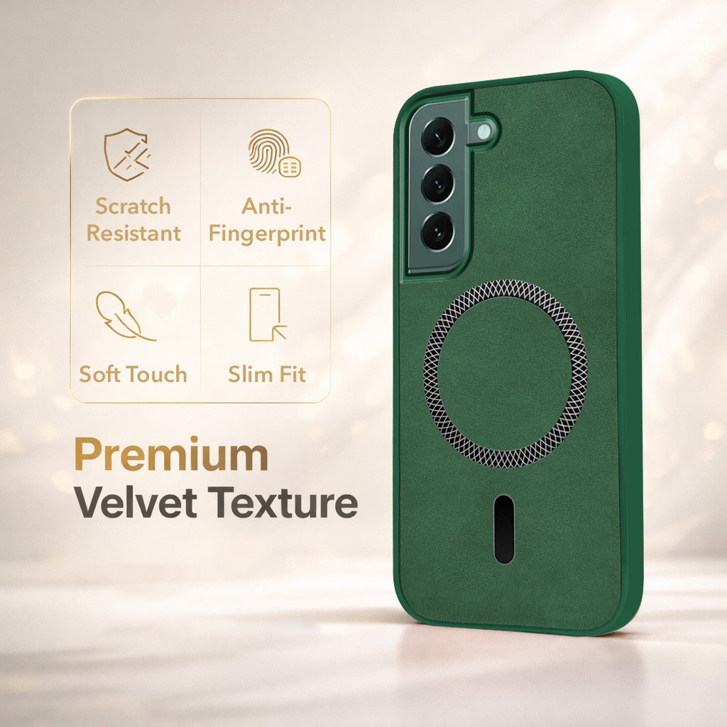For Samsung Galaxy S22 Plus 5G Back Cover Case Leather Finish (MagSafe Compatible Wireless Charging | Soft Touch | Camera Bump Protection)