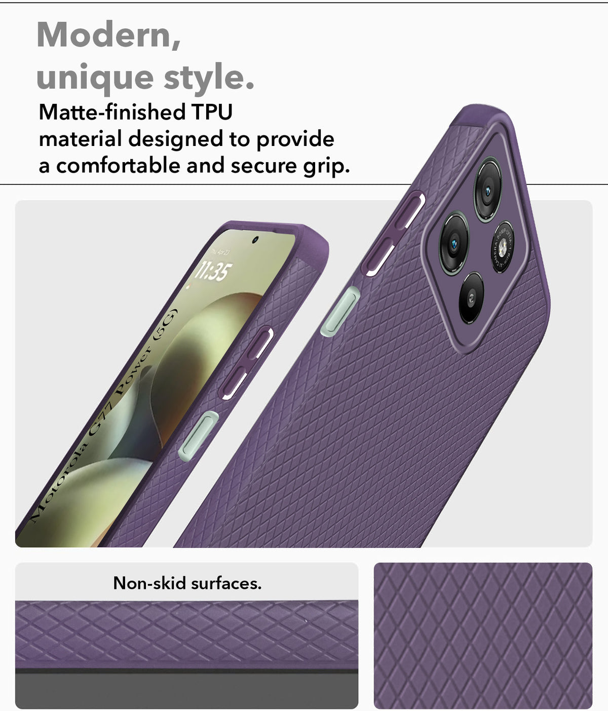 For Motorola Moto G77 Power Back Cover Case Liquid Silicone (Camera Protection | Side Grip Texture | Soft and Flexible)