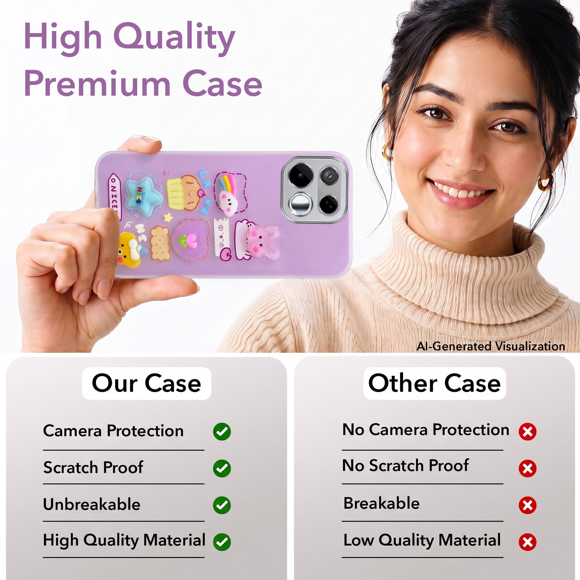 For Realme 16T 5G Back Cover Case (3D Cute Cartoons | Hard Back Side Soft | Matte Premium Finish | HD Printing)
