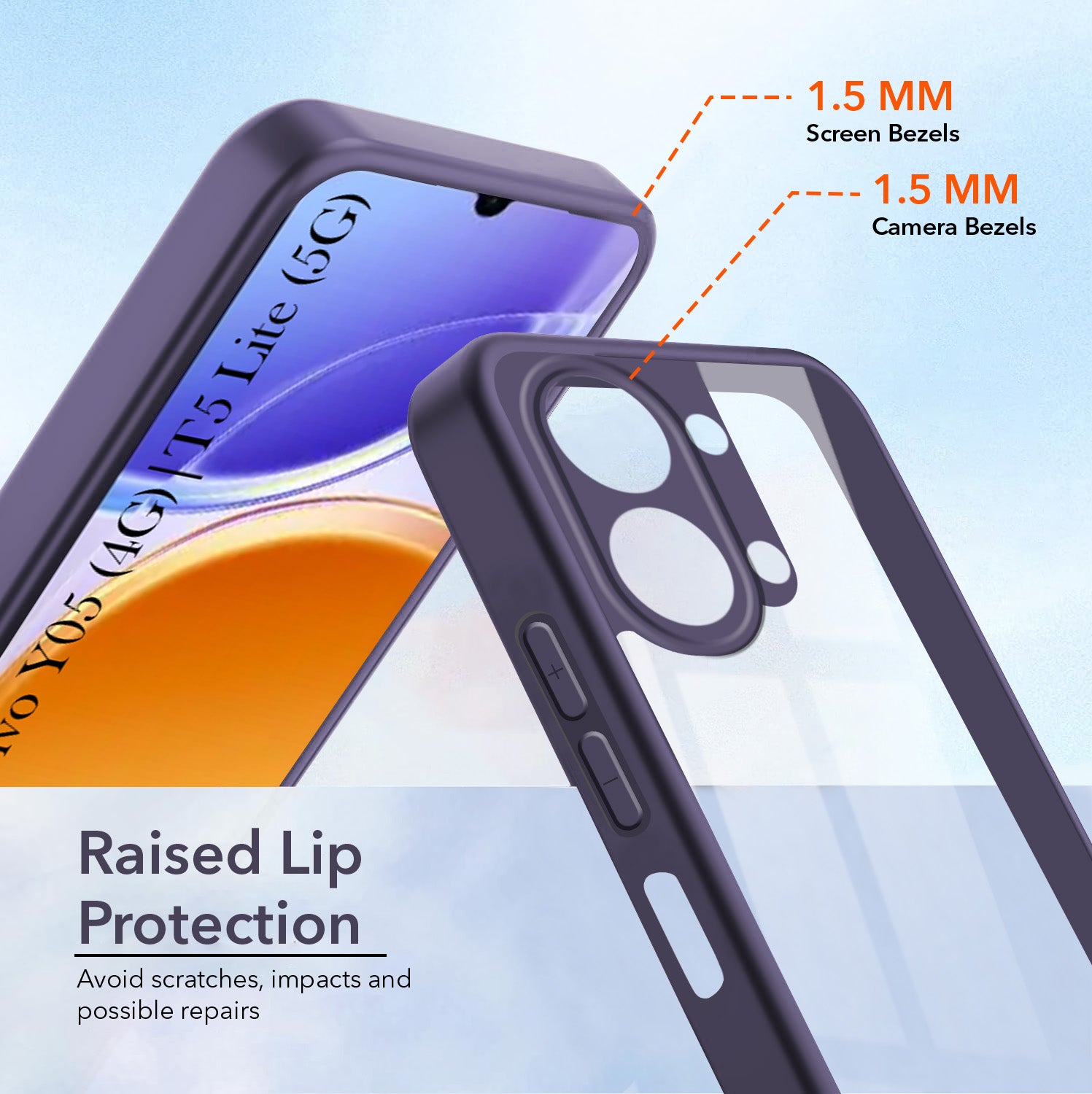 For Vivo Y05 (4G) | Vivo T5 Lite (5G)  Back Cover Case Ultra-Hybrid (Lifetime Anti Yellow | Anti Scratch | Crystal Clear Shockproof)