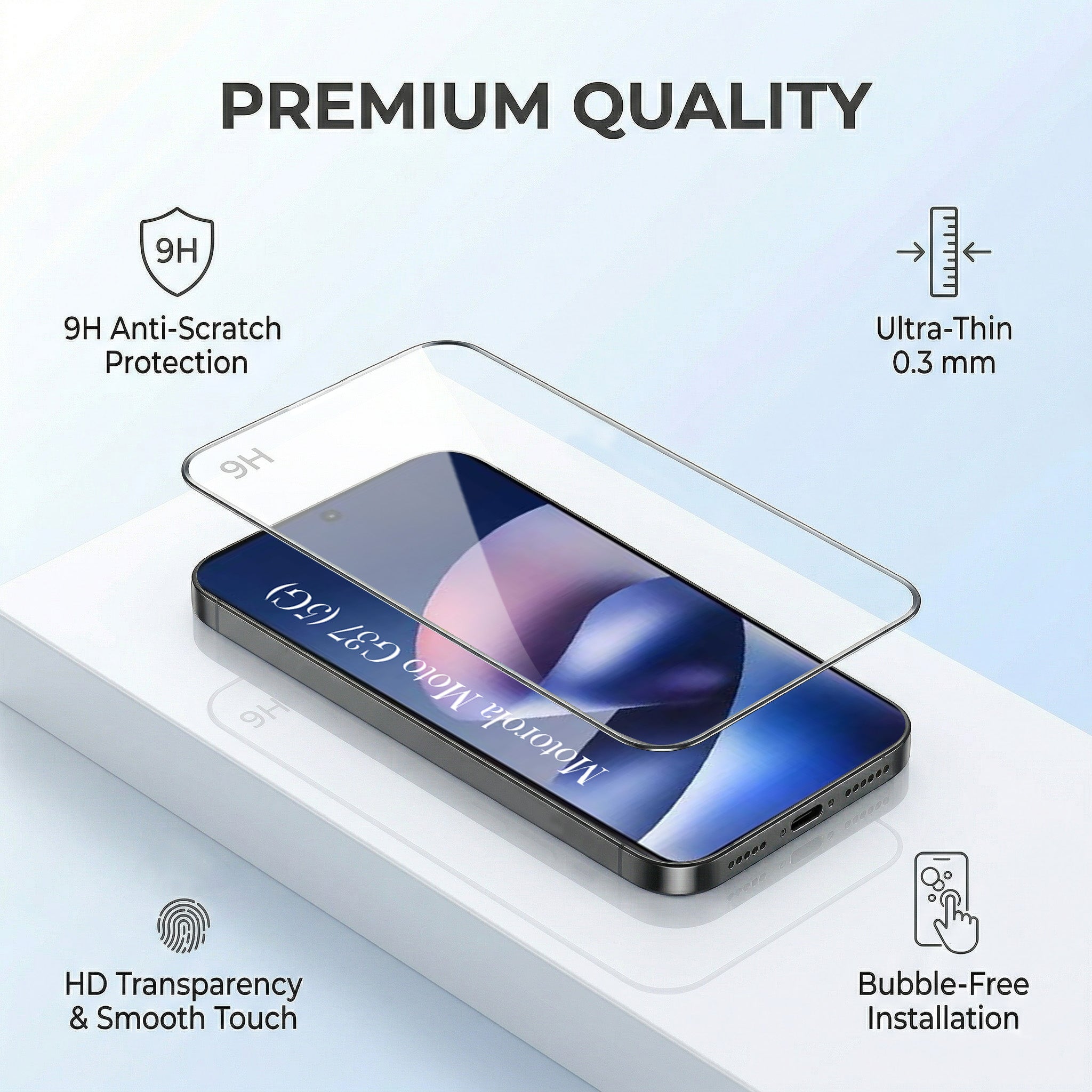For Motorola Moto G37 Combo with Back Cover and 9H Tempered Glass (Liquid Silicone | Camera Protection | Oleophobic Coating Screen Glass)