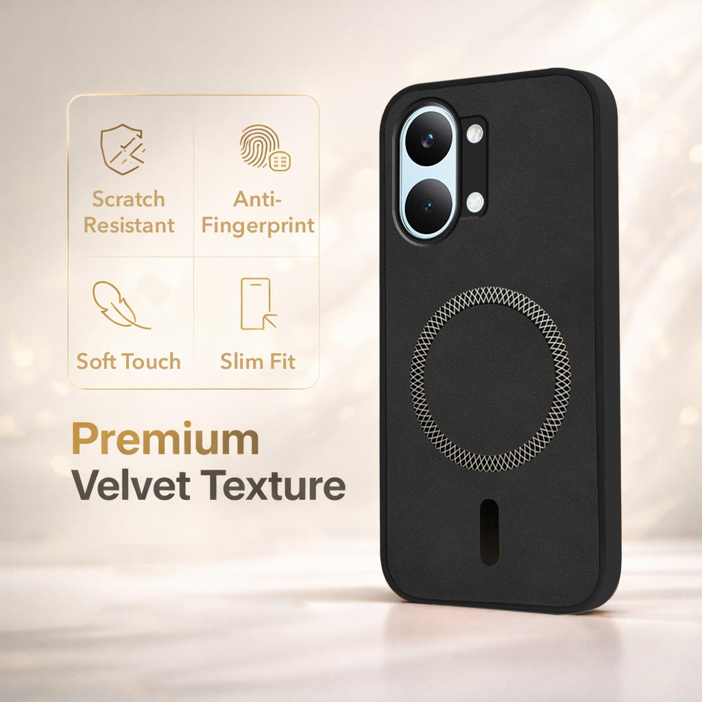 For Poco X8 Pro Max 5G Back Cover Case Leather Finish (MagSafe Compatible Wireless Charging | Soft Touch | Camera Bump Protection)