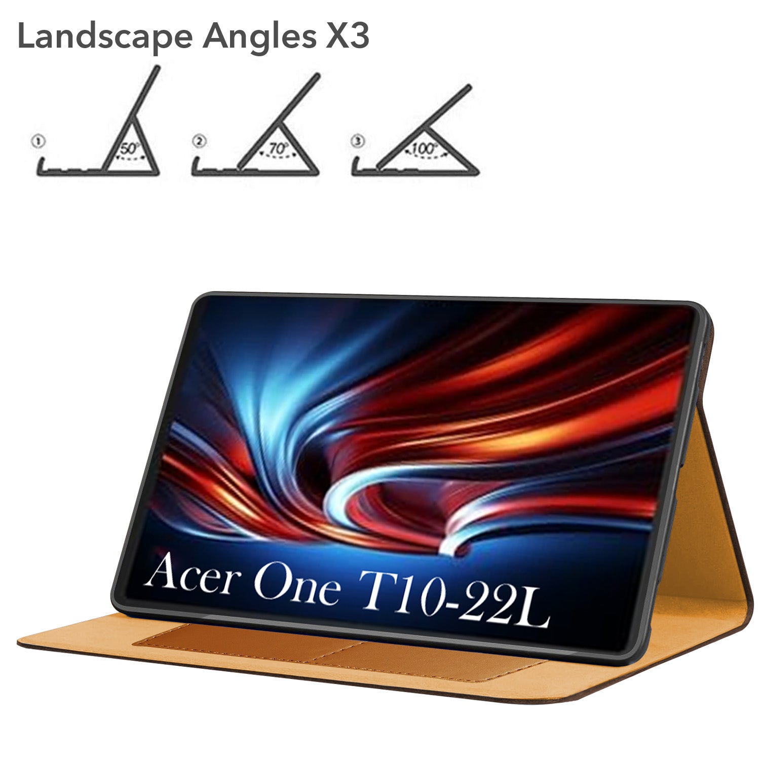 For Acer One T10-22L 10.36 Inch Flip Cover Folio Cover (PU Leather | Multi-Angle Smart Stand | Card Storage Slots | Silicone Back Pouch)