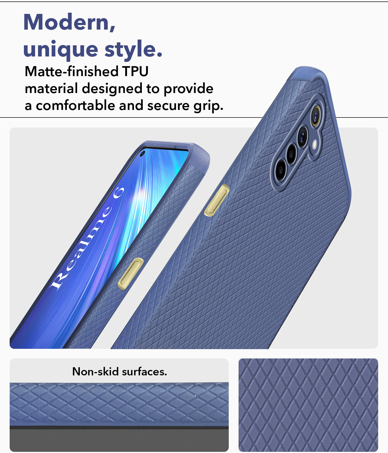 For Realme 6 Back Cover Case Liquid Silicone (Camera Protection | Side Grip Texture | Soft and Flexible)