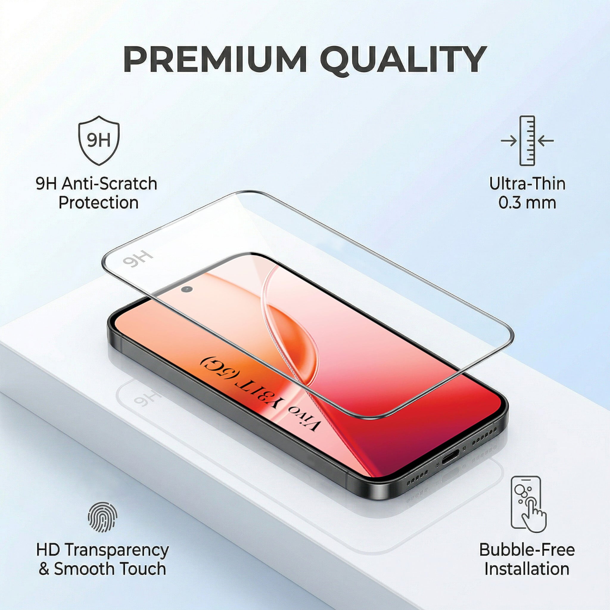 For Vivo Y31T 5G Combo with Back Cover and 9H Tempered Glass (Liquid Silicone | Camera Protection | Oleophobic Coating Screen Glass)