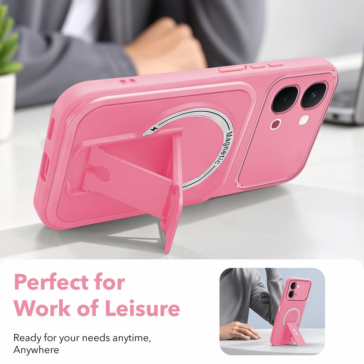 For Vivo Y31T 5G Back Case Cover Metallic (Hybrid Armor Kickstand | MagSafe Compatible | Camera Protection Shockproof)