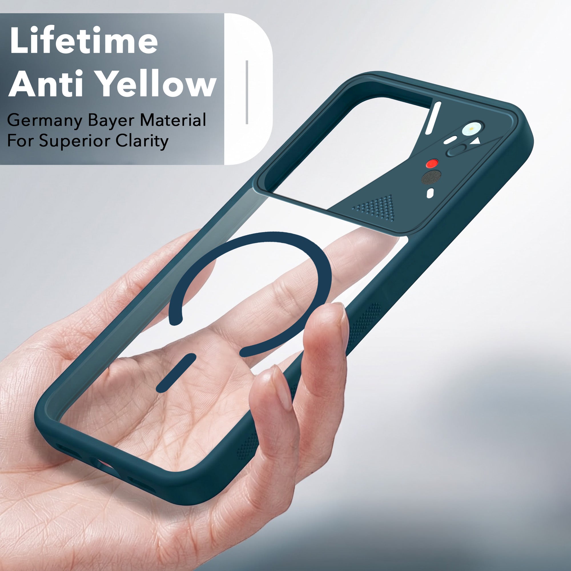 For Vivo T2 Back Cover Case Lifetime Anti-Yellow Clear (Camera Protection | Side Grip | Wireless MagSafe Compatible)