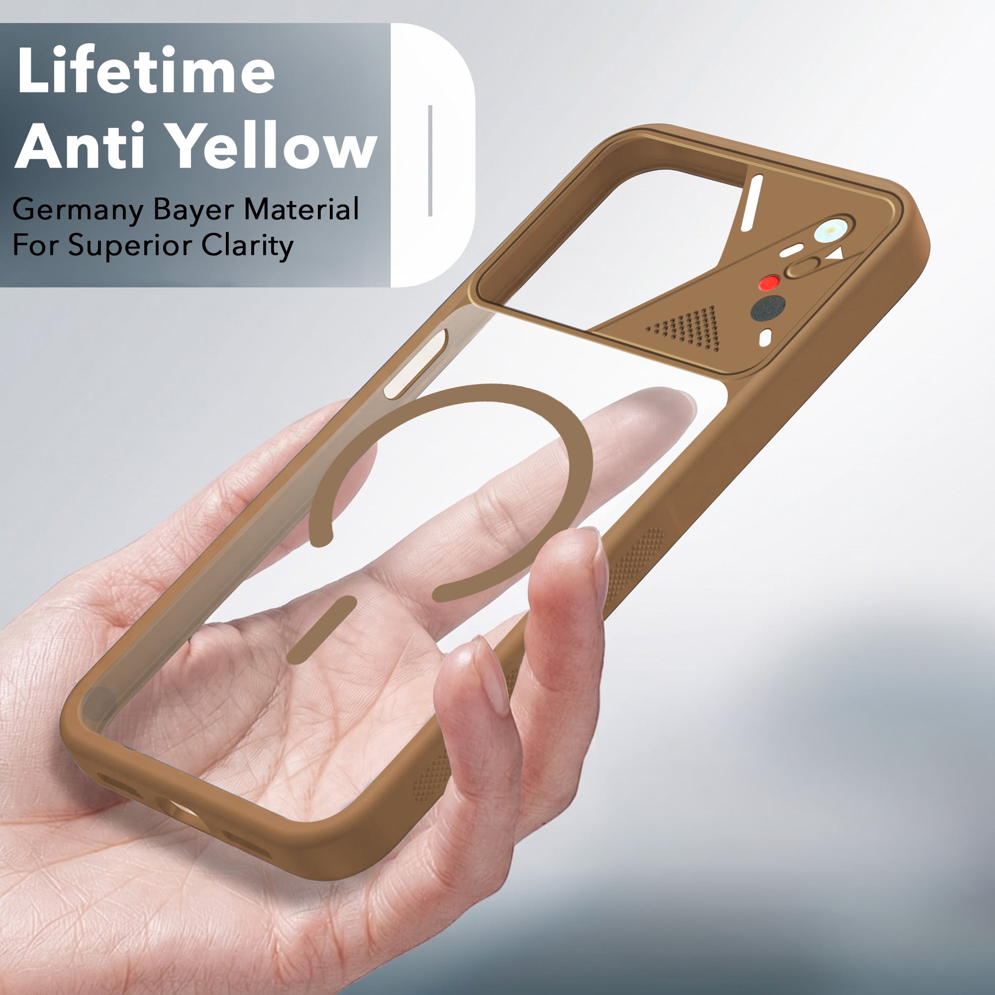 For Vivo iQOO Z11x 5G Back Cover Case Lifetime Anti-Yellow Clear (Camera Protection | Side Grip | Wireless MagSafe Compatible)