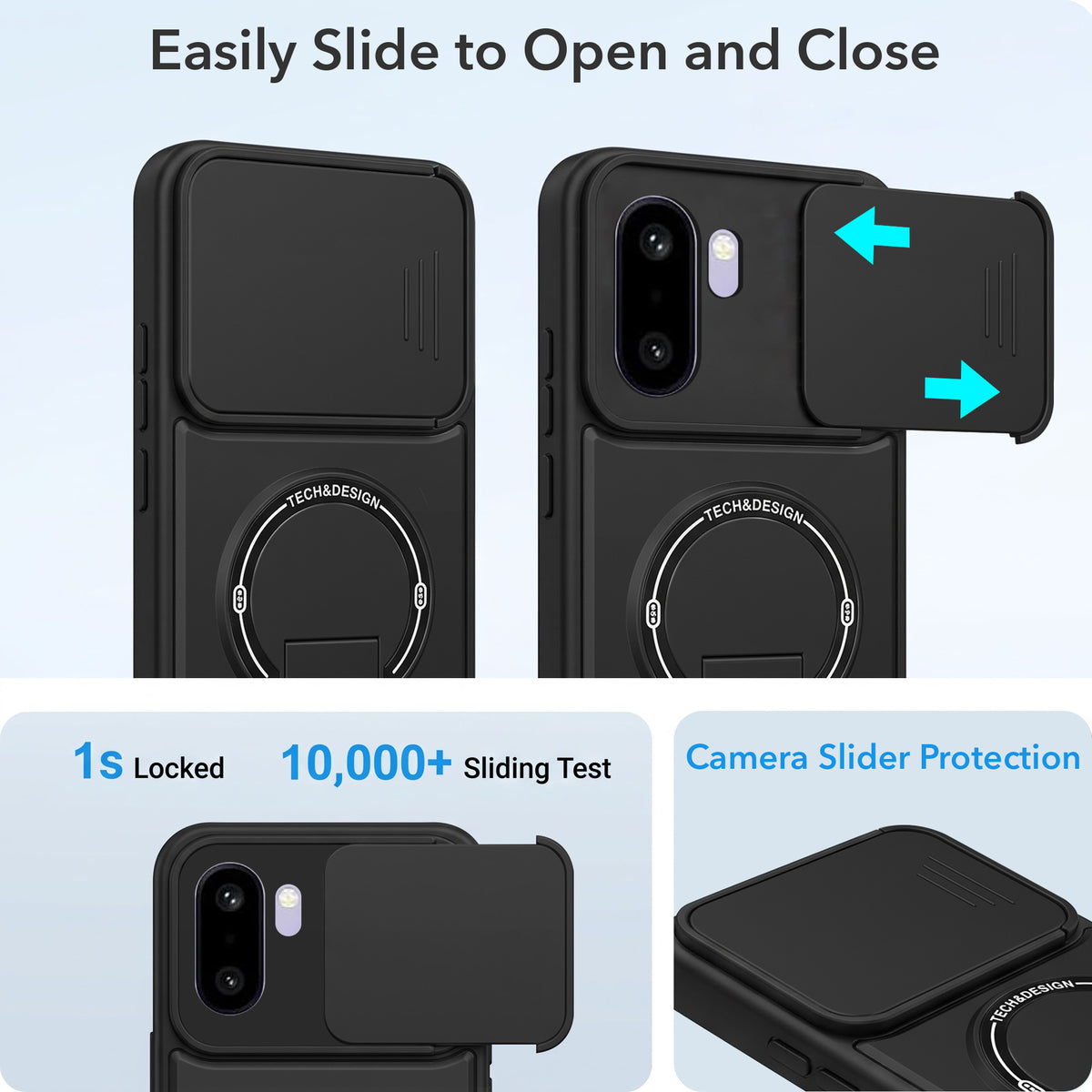 For OnePlus 15R Back Case Cover Metallic (Hybrid Armor Kickstand | Sliding Shutter Camera Protection | MagSafe Compatible)