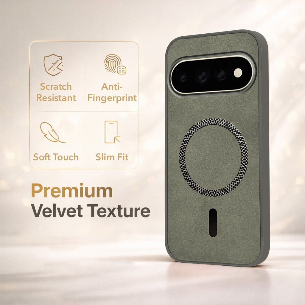 For Google Pixel 11 Pro Back Cover Case Leather Finish (MagSafe Compatible Wireless Charging | Soft Touch | Camera Bump Protection)