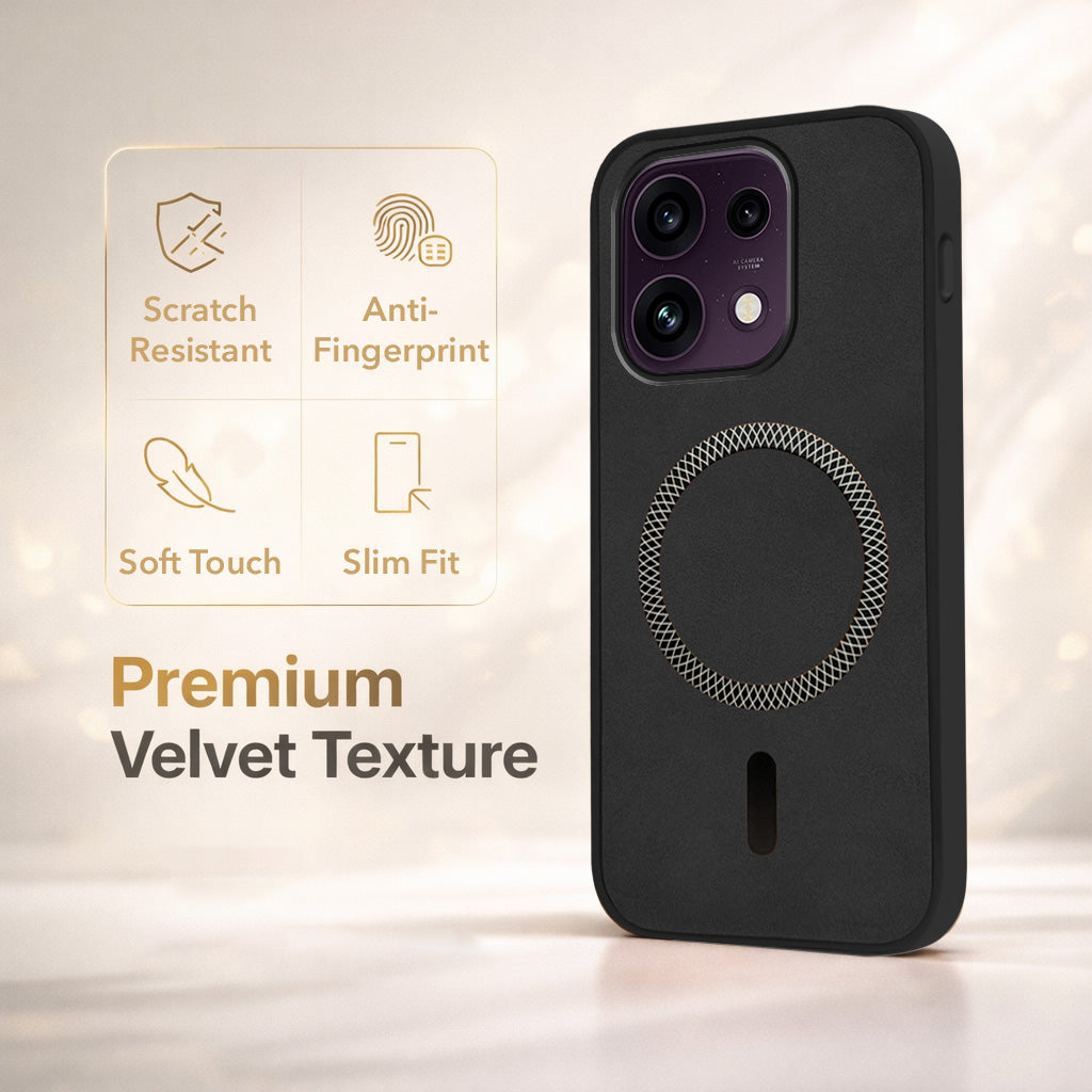 For Oppo Reno 16C 5G Back Cover Case Leather Finish (MagSafe Compatible Wireless Charging | Soft Touch | Camera Bump Protection)