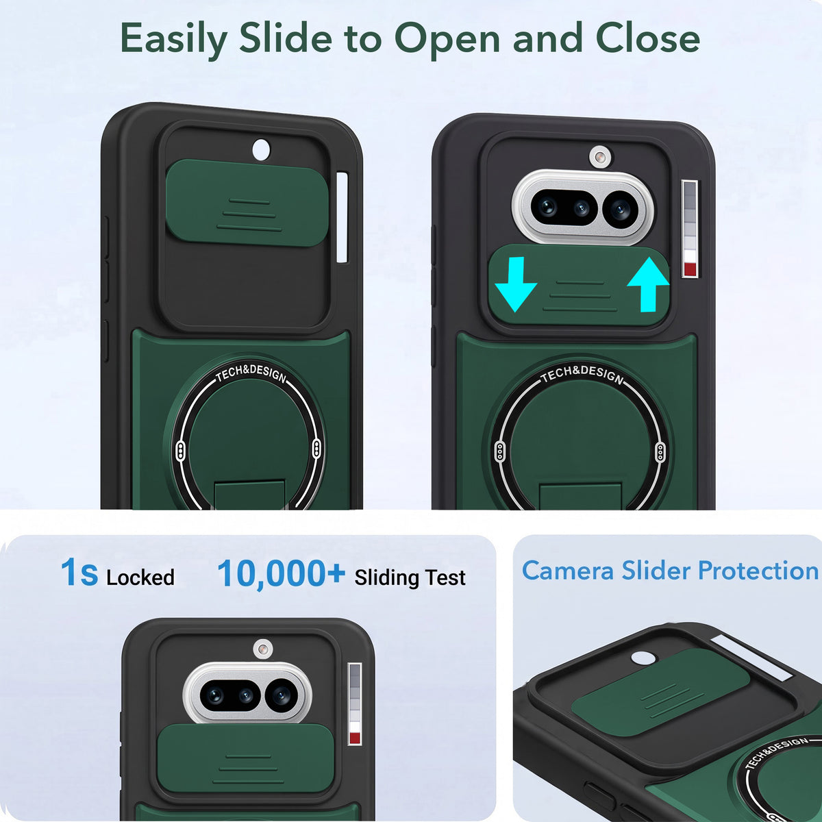 For Nothing Phone 4A 5G Back Case Cover Metallic (Hybrid Armor Kickstand | Sliding Shutter Camera Protection | MagSafe Compatible)