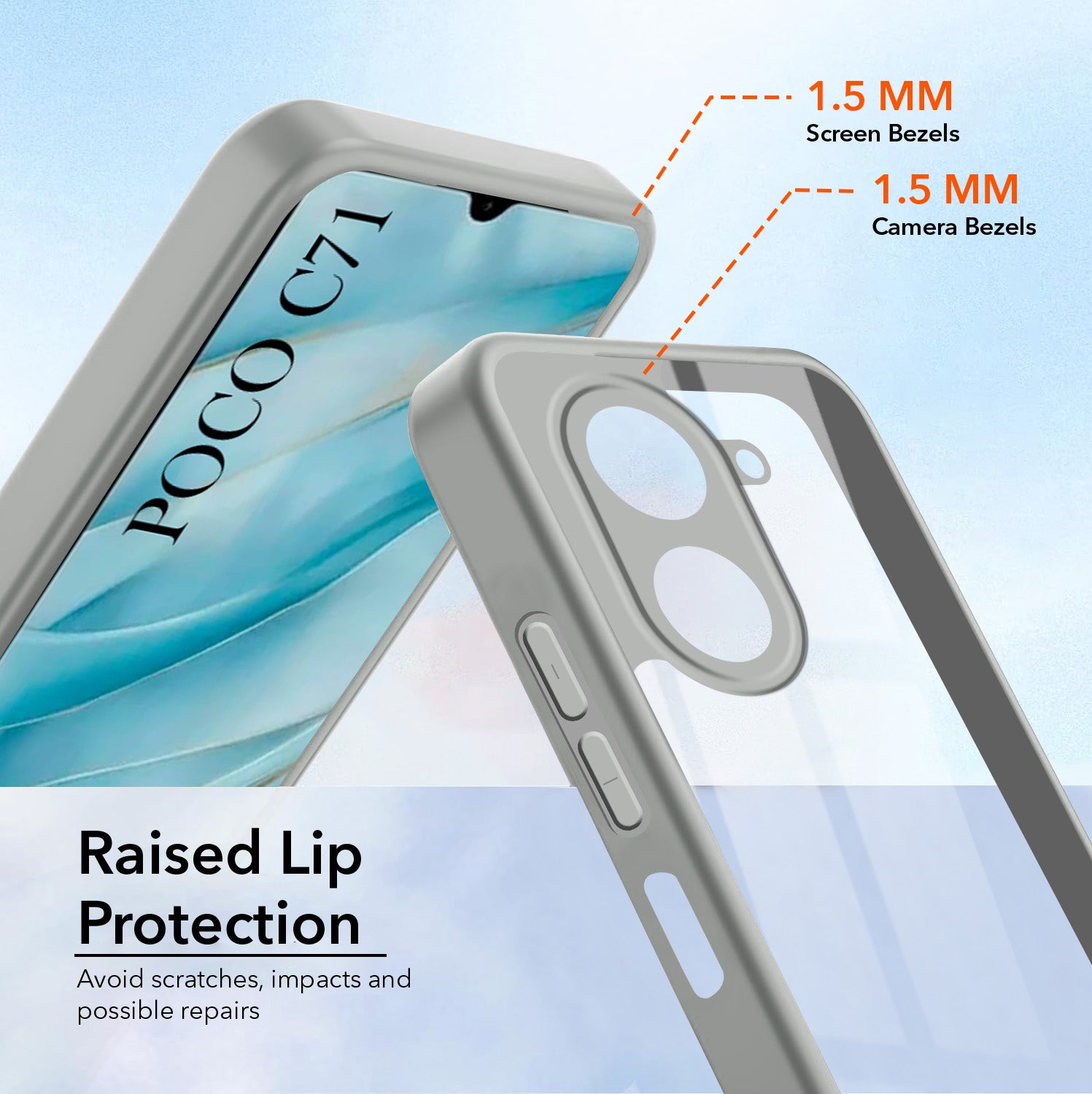 For Poco C71 Back Cover Case Ultra-Hybrid (Lifetime Anti Yellow | Anti Scratch | Crystal Clear Shockproof)