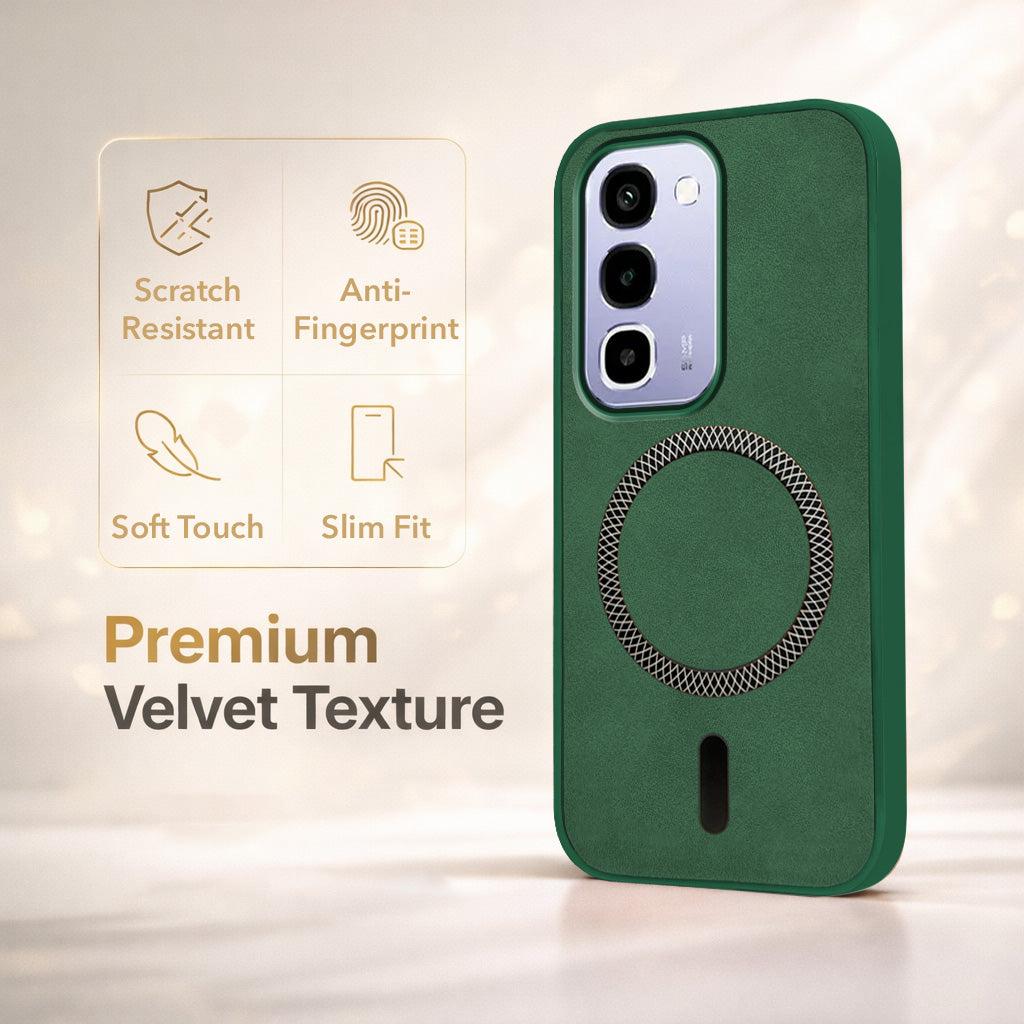 For Realme P4R 5G | Realme Narzo 100X 5G Back Cover Case Leather Finish (MagSafe Compatible Wireless Charging | Soft Touch | Camera Bump Protection)