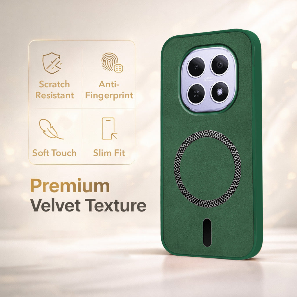 For Xiaomi Redmi Note 15 5G | Redmi Note 15 SE 5G Back Cover Case Leather Finish (MagSafe Compatible Wireless Charging | Soft Touch | Camera Bump Protection)