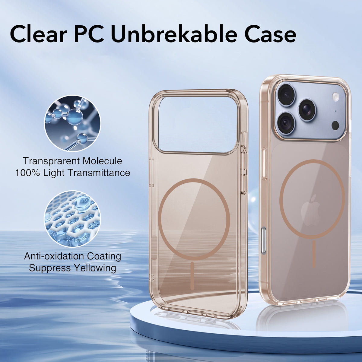 For Apple iPhone 18 Pro Max Back Case Cover Crystal Anti Yellow (Unbreakable PC | MagSafe Wireless Charging Support |Camera Protection Bump)