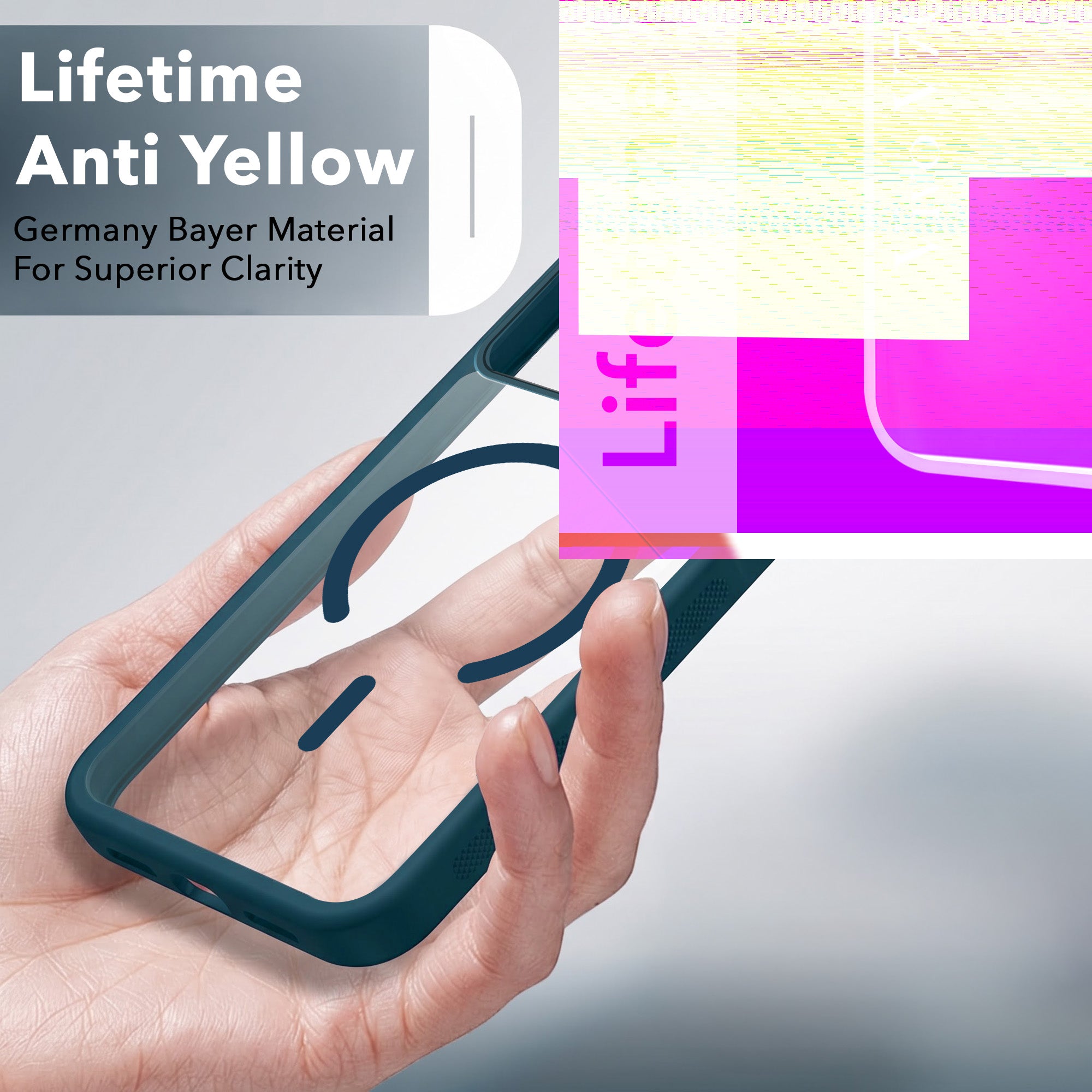 For Vivo V70 FE 5G Back Cover Case Lifetime Anti-Yellow Clear (Camera Protection | Side Grip | Wireless MagSafe Compatible)