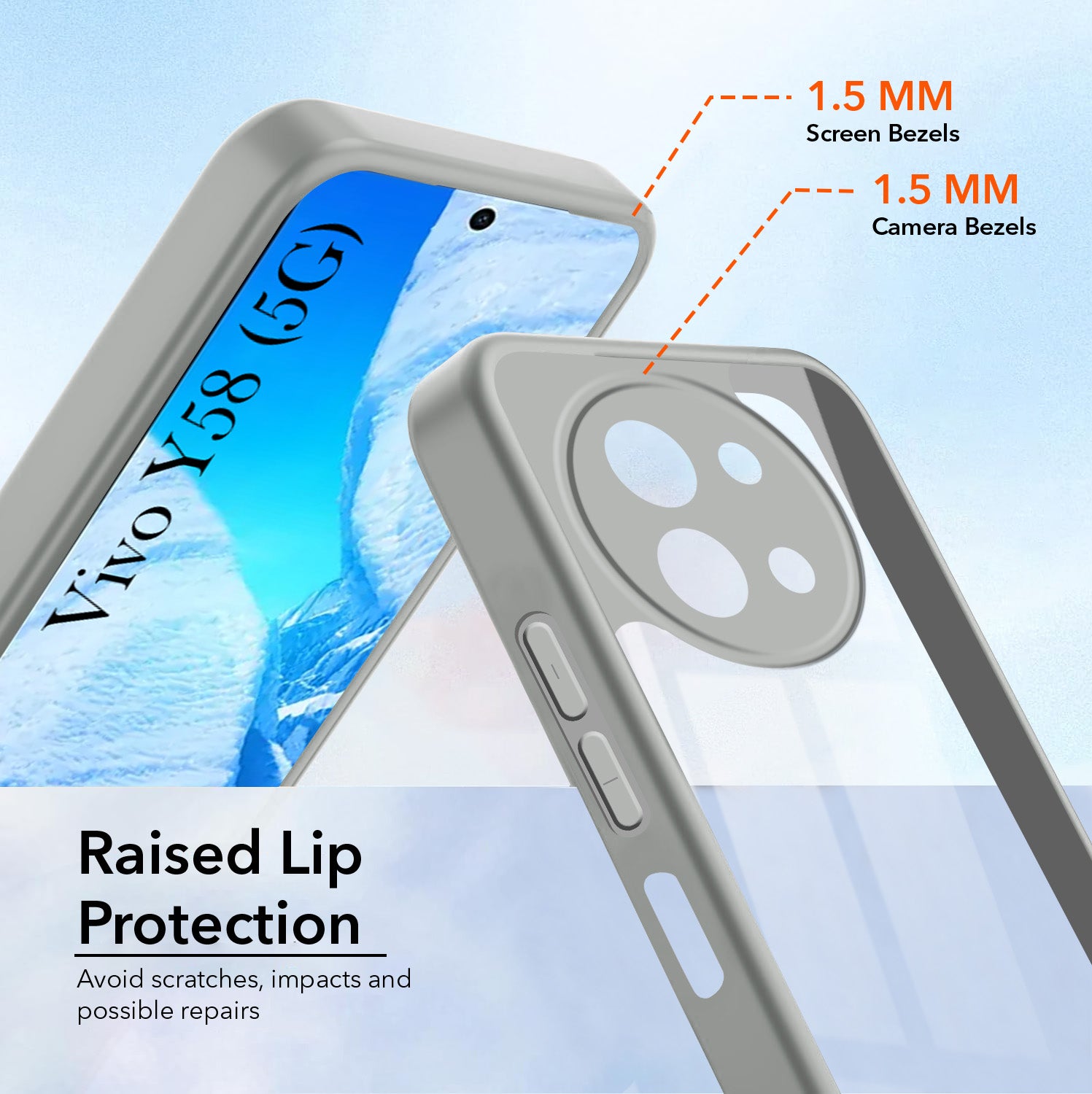 For Vivo Y58 5G Back Cover Case Ultra-Hybrid (Lifetime Anti Yellow | Anti Scratch | Crystal Clear Shockproof)