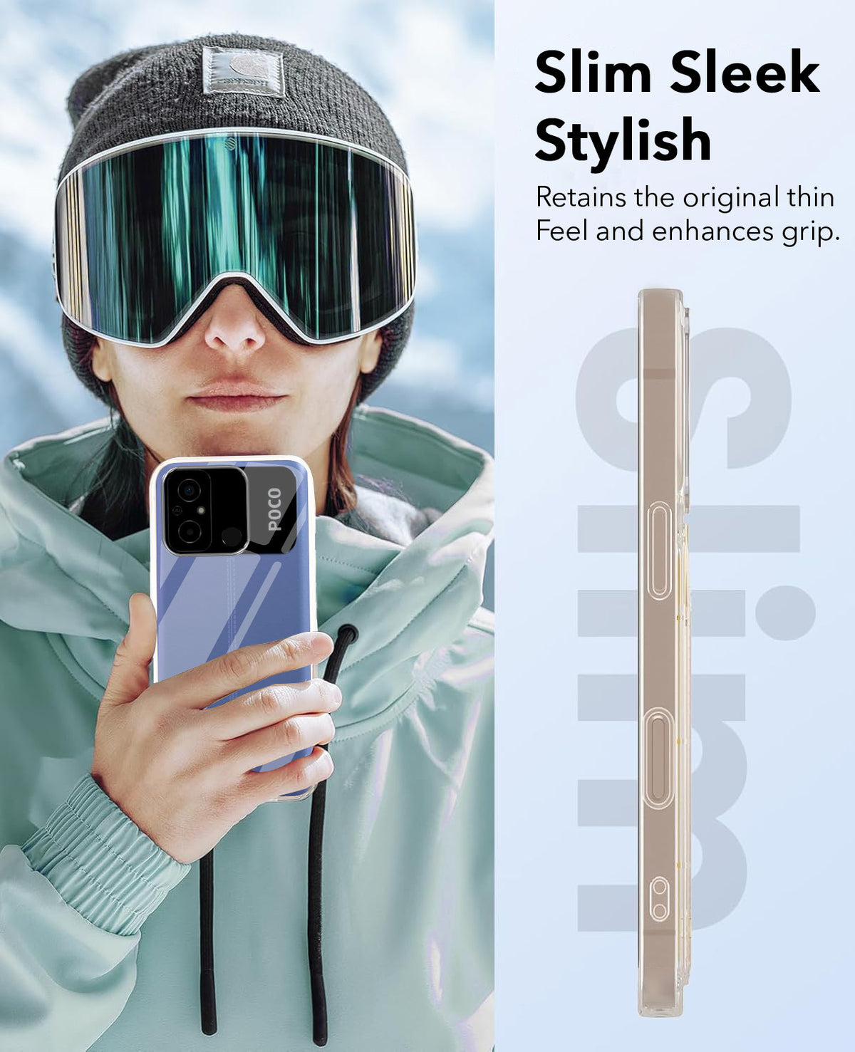 For Poco C55 Back Cover Case Lifetime Anti-Yellow Clear (Sleek Hard Crystal | Shockproof and Camera Protection)