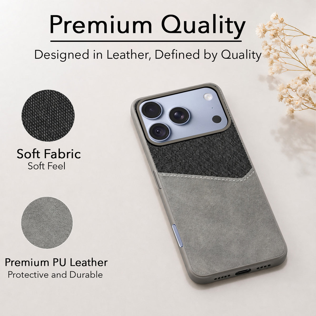 For Apple iPhone 18 Pro Back Cover Case (Dual PU Leather Stitch | Professional Minimalist | Soft and Flexible)