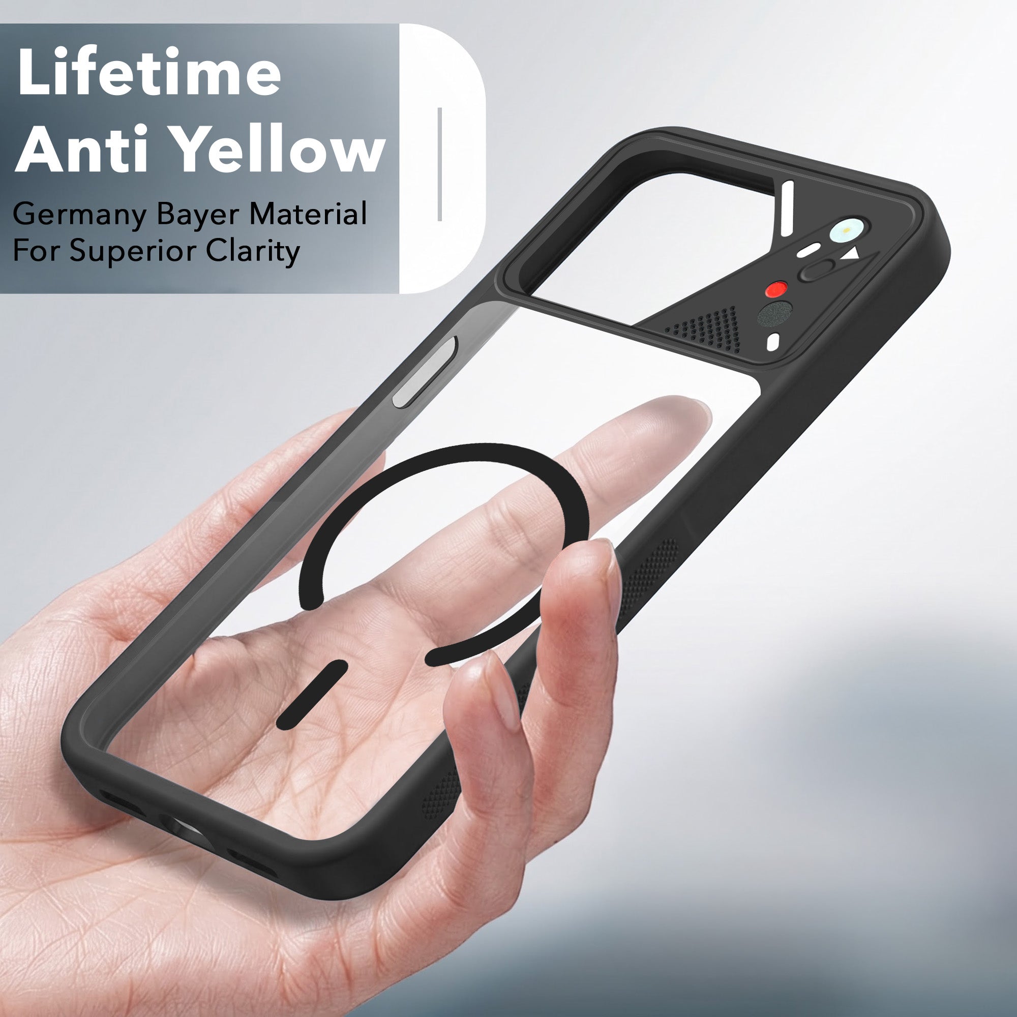 For Oppo A6 Pro Back Cover Case Lifetime Anti-Yellow Clear (Camera Protection | Side Grip | Wireless MagSafe Compatible)