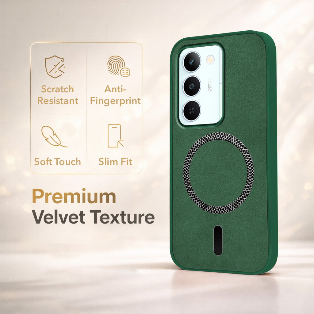 For Realme P4 Lite 5G | Narzo 100 Lite 5G Back Cover Case Leather Finish (MagSafe Compatible Wireless Charging | Soft Touch | Camera Bump Protection)