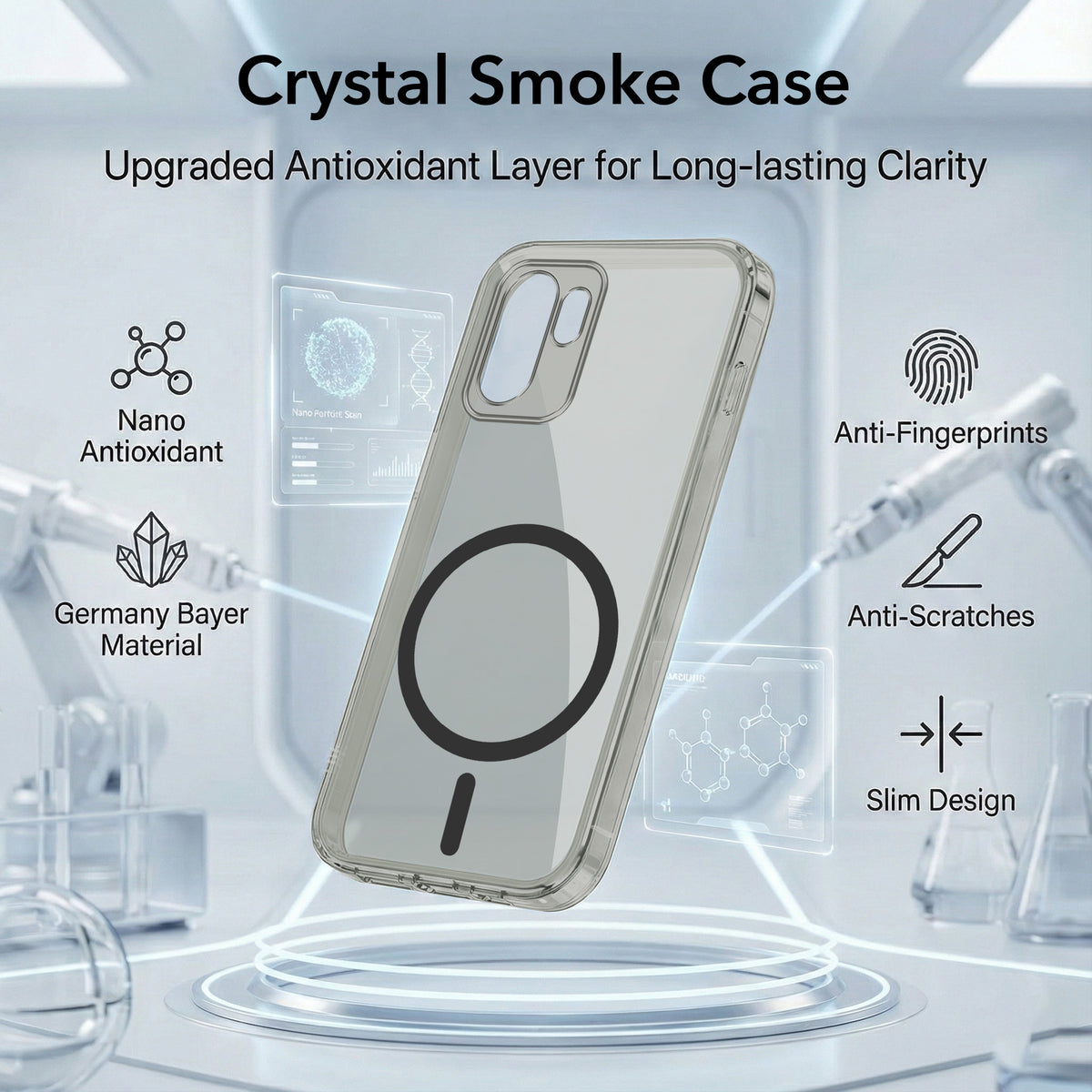 For OnePlus 15R Back Cover Case Lifetime Anti-Yellow MagSafe Compatible Clear (Sleek Hard Crystal | Shockproof and Camera Protection)