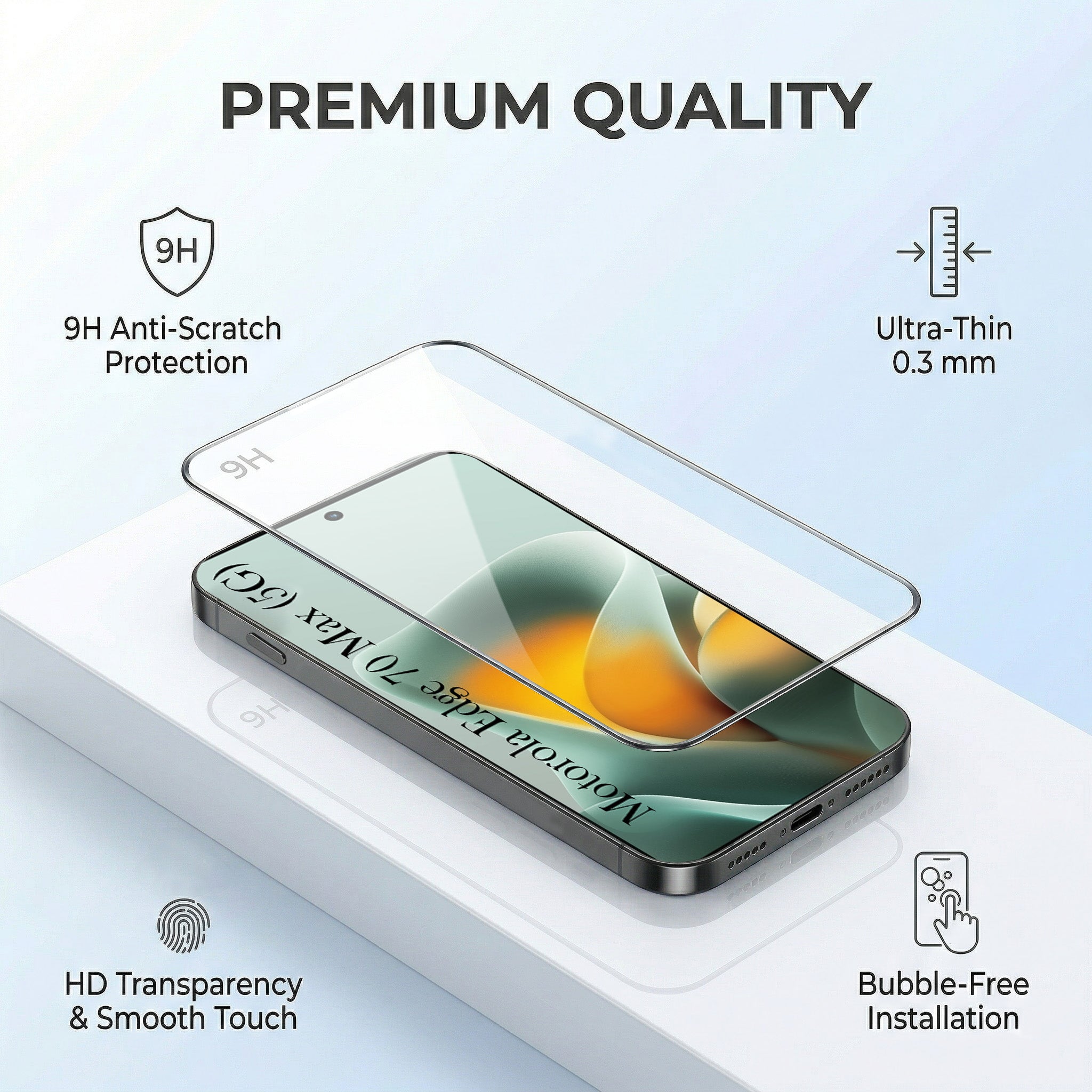 For Motorola Moto Edge 70 Max Combo with Back Cover and 9H Tempered Glass (Textured Grip Design | Micro-Fiber Cloth Inside | Oleophobic Coating Screen Glass)