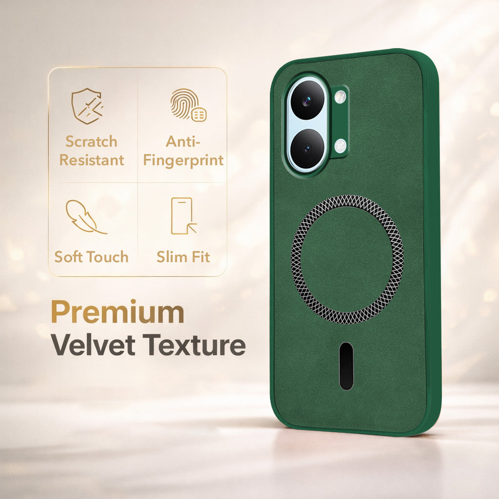 For Poco X8 Pro Max 5G Back Cover Case Leather Finish (MagSafe Compatible Wireless Charging | Soft Touch | Camera Bump Protection)