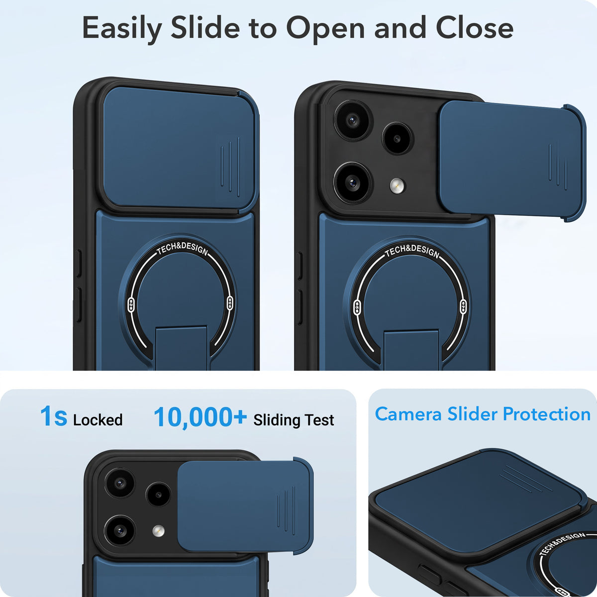For Nothing Phone 3A Lite Back Case Cover Metallic (Hybrid Armor Kickstand | Sliding Shutter Camera Protection | MagSafe Compatible)