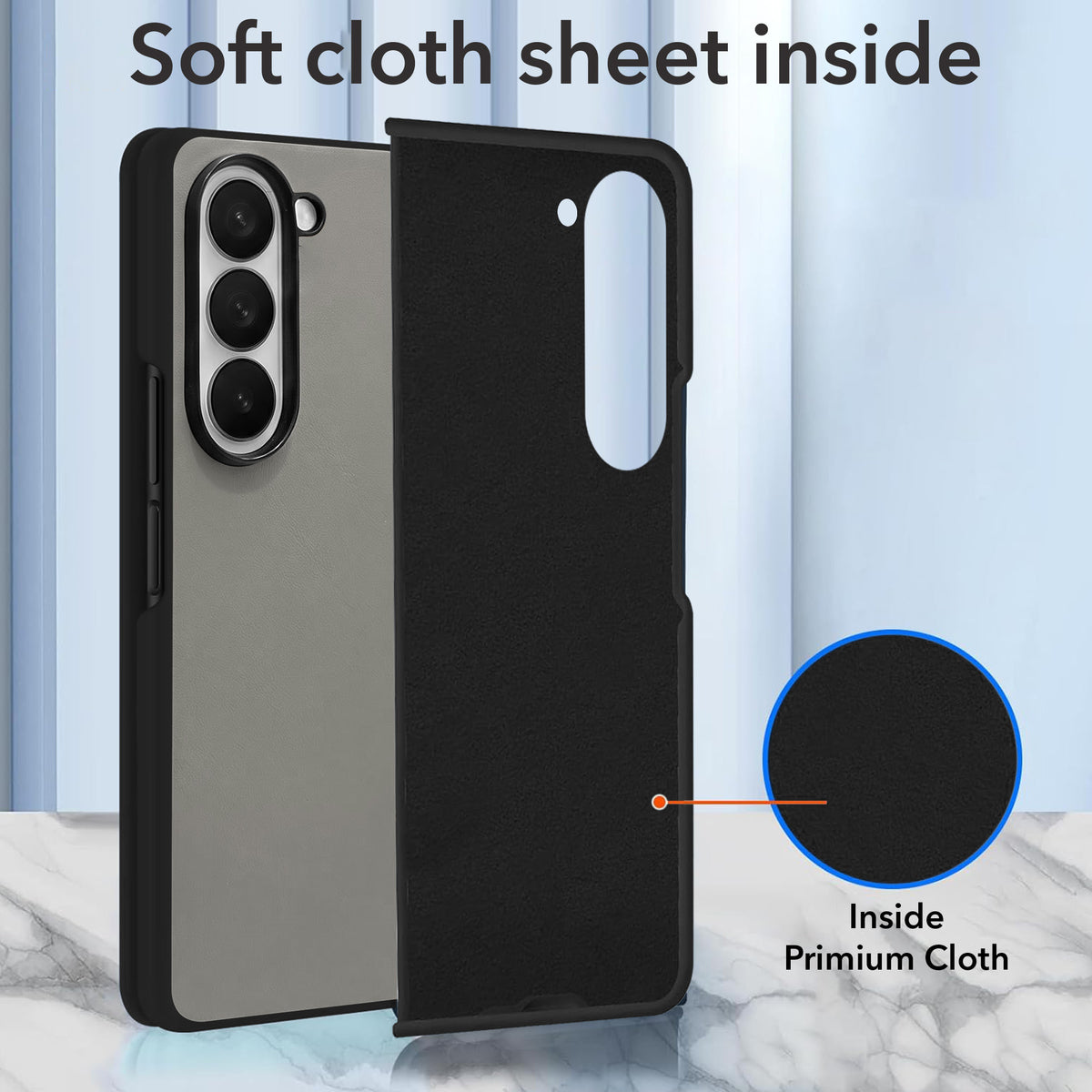 For Samsung Galaxy Z Fold 5 Premium Cover Case (Soft Leather Touch | Interior Protective Cloth | Slim 360* Protection)