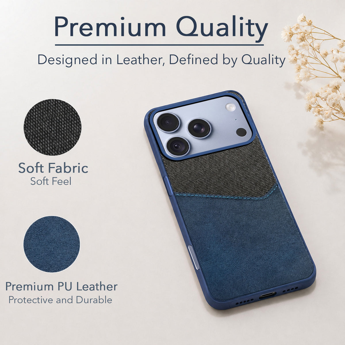 For Apple iPhone 18 Pro Back Cover Case (Dual PU Leather Stitch | Professional Minimalist | Soft and Flexible)