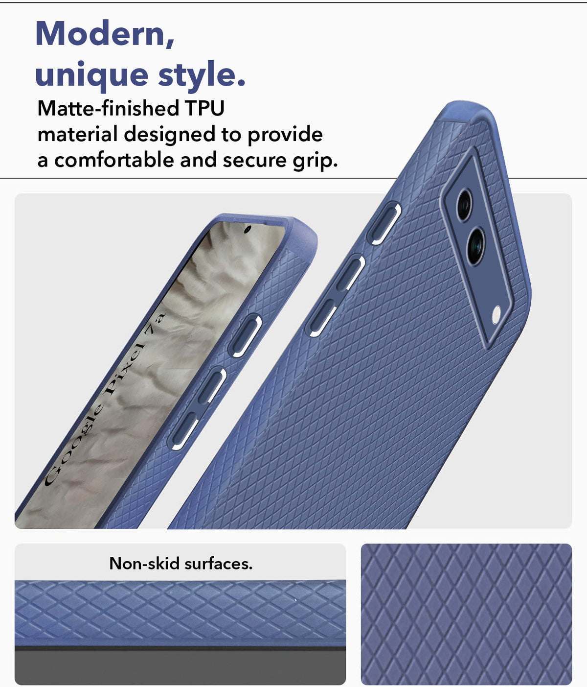 For Google Pixel 7a Back Cover Case Liquid Silicone (Camera Protection | Side Grip Texture | Soft and Flexible)