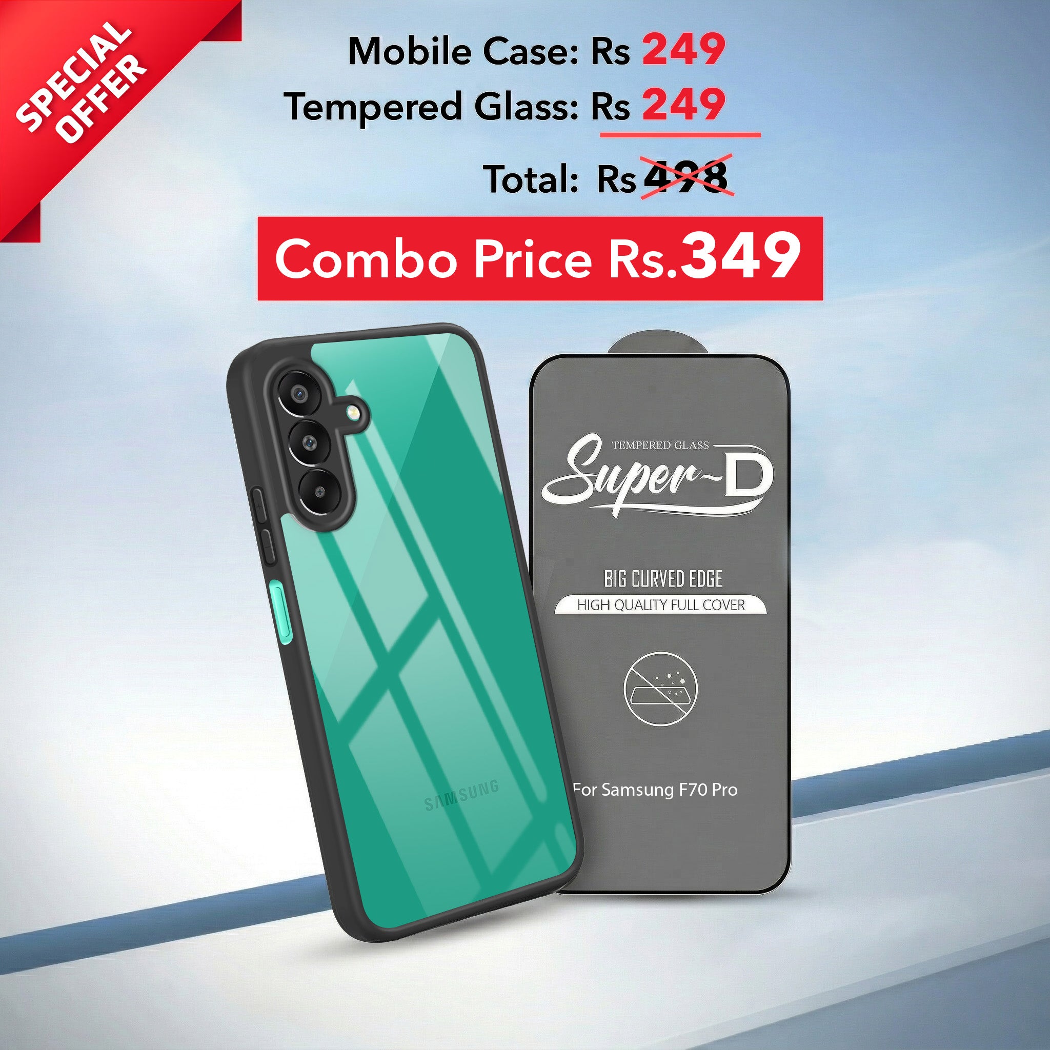 For Samsung Galaxy F70 Pro 5G (Combo with Back Cover and 9H Tempered Glass (Lifetime Anti-Yellow | Crystal Clear Shockproof | Oleophobic Coating Screen Glass)
