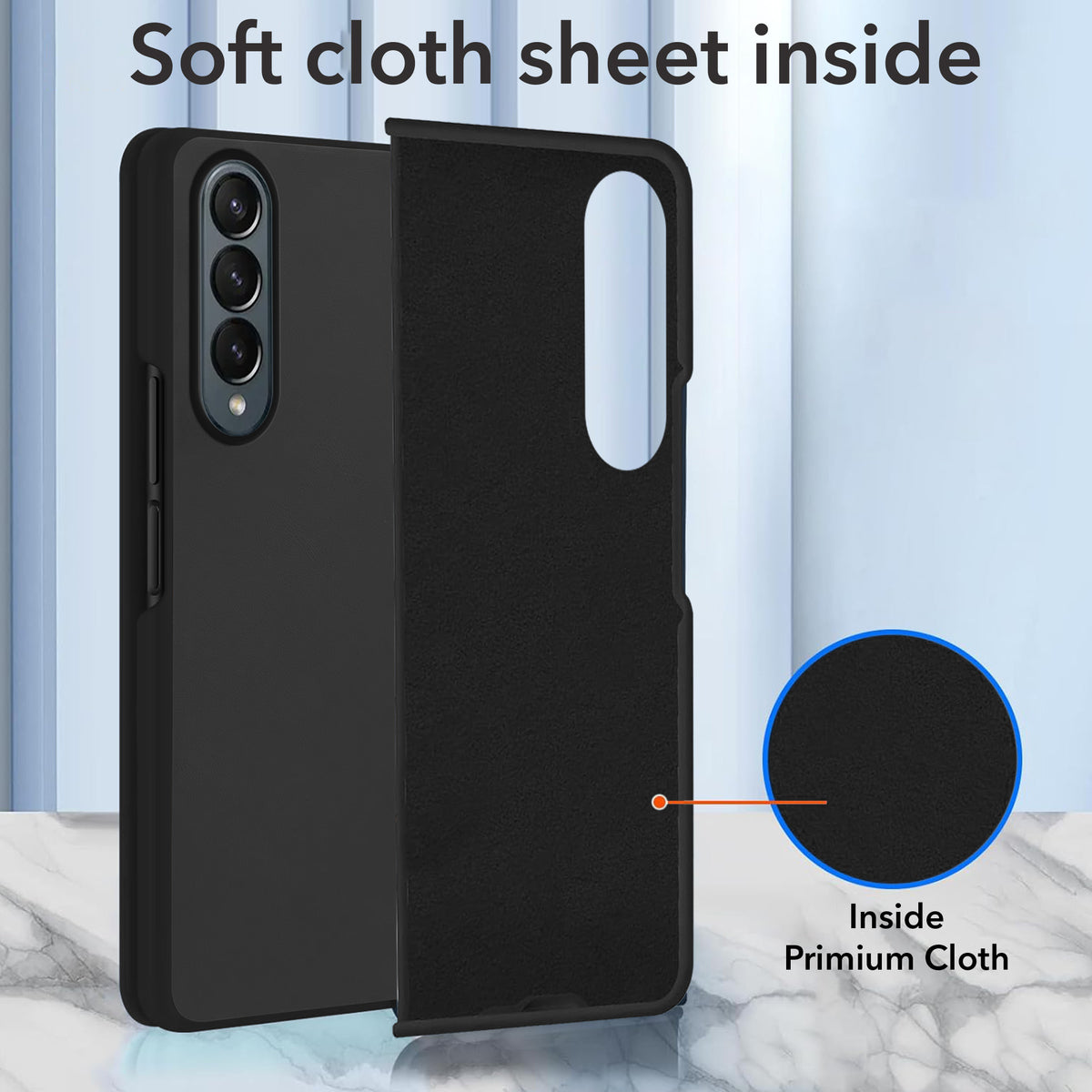 For Samsung Galaxy Z Fold 4 5G Premium Cover Case (Soft Leather Touch | Interior Protective Cloth | Slim 360* Protection)
