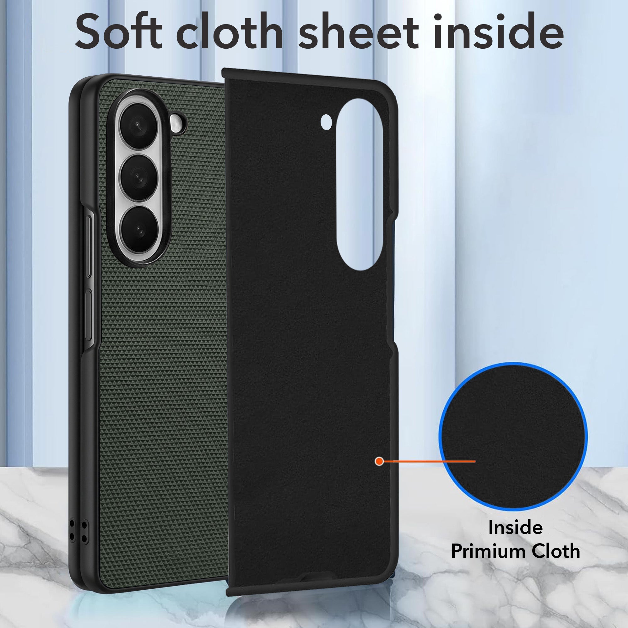 For Samsung Galaxy Z Fold 5 Premium Cover Case (Geometric Textured Hard PC | Soft Cloth Lining & Slim Shockproof Protection)