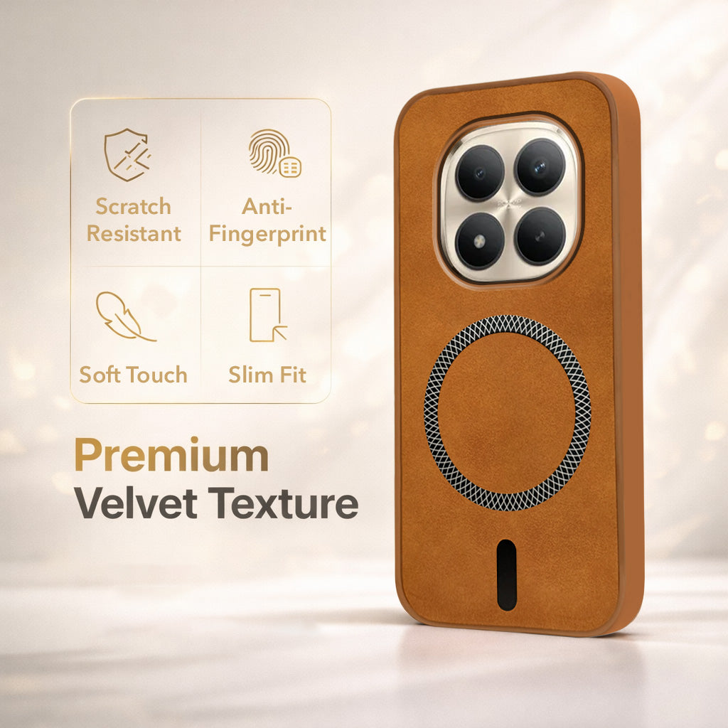 For Xiaomi Redmi Note 15 Pro Plus 5G Back Cover Case Leather Finish (MagSafe Compatible Wireless Charging | Soft Touch | Camera Bump Protection)