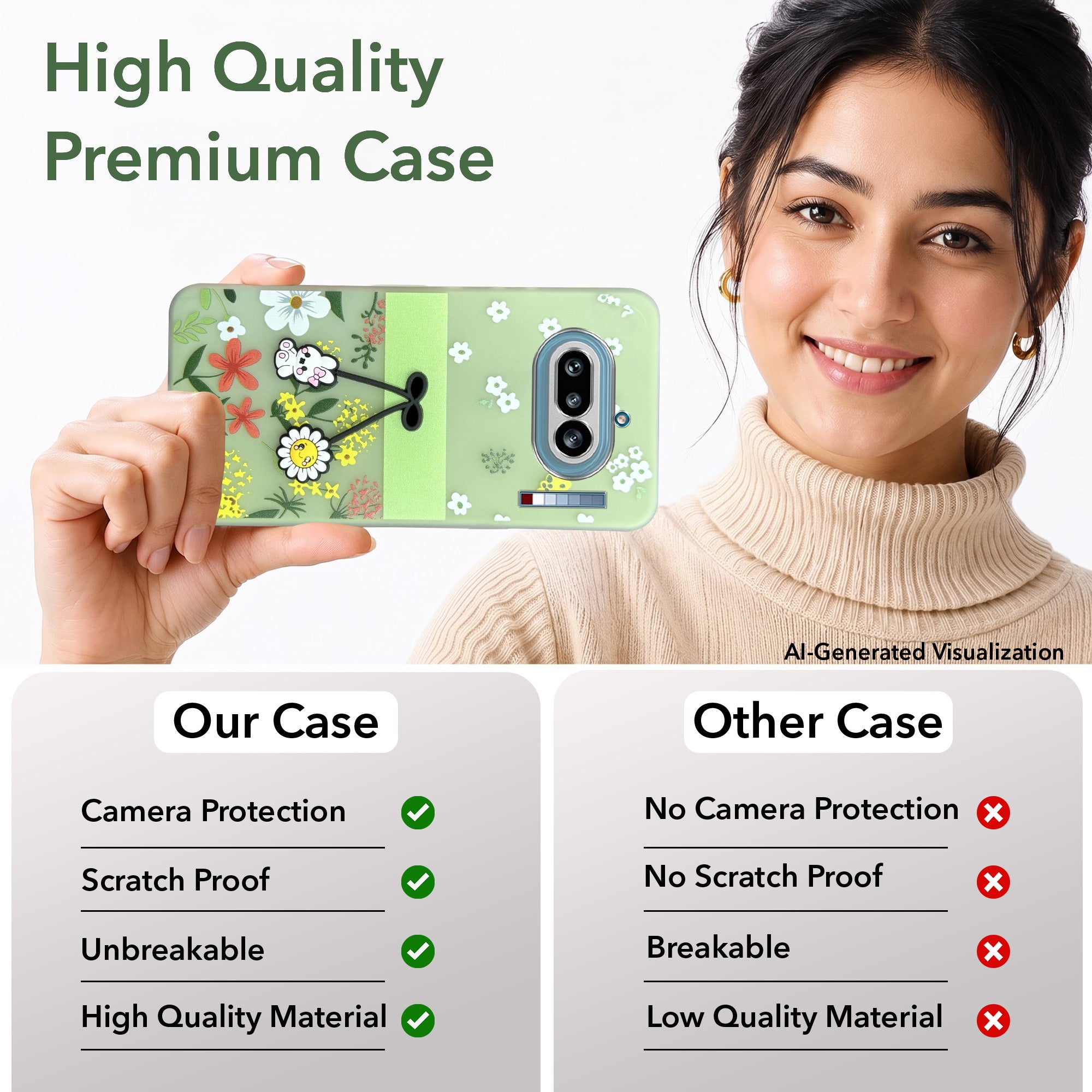 For Nothing Phone 4A 5G Back Cover Case (3D Cute Cartoons | Hard Back Side Soft | Matte Premium Finish | HD Printing)