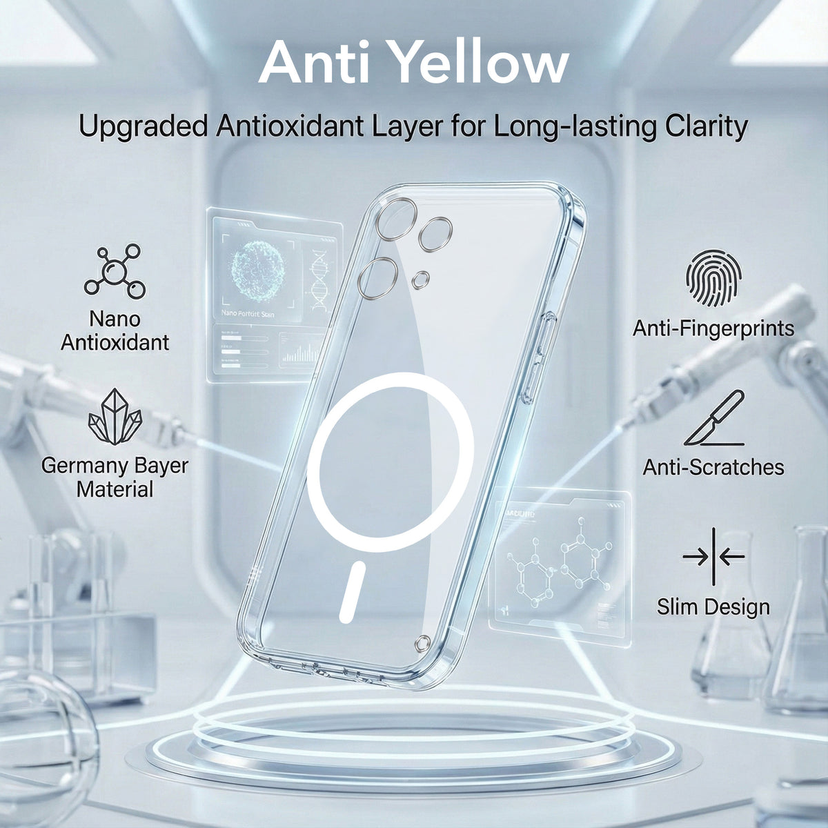 For Nothing Phone 3A Lite Back Cover Shockproof Crystal-Clear (Magsafe Wireless Support | Drop & Camera Protection | Hard Polycarbonate)