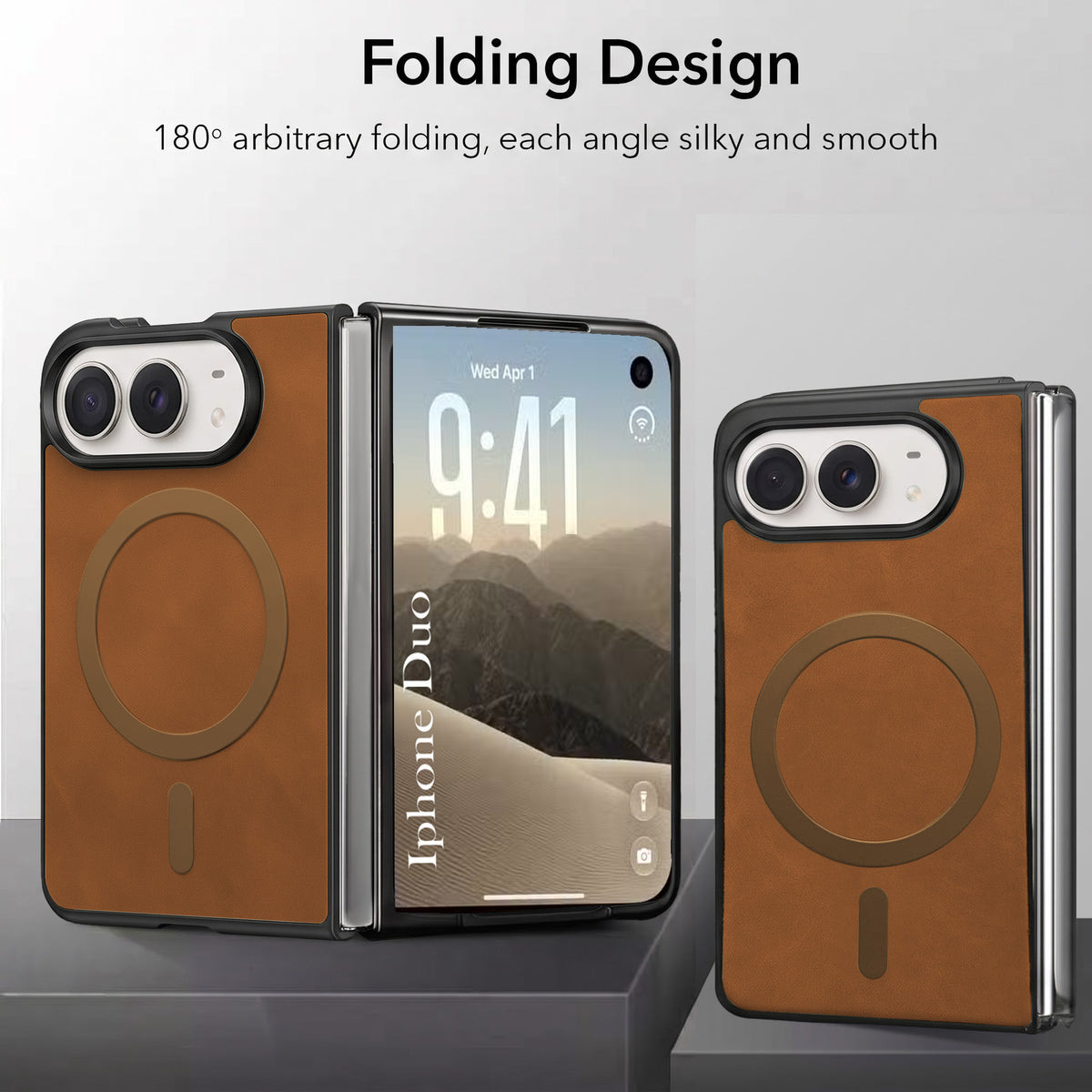 For Apple iPhone Duo Back Cover Case Leather Finish (MagSafe Wireless Charging Compatible | Inside Microfiber Cloth)